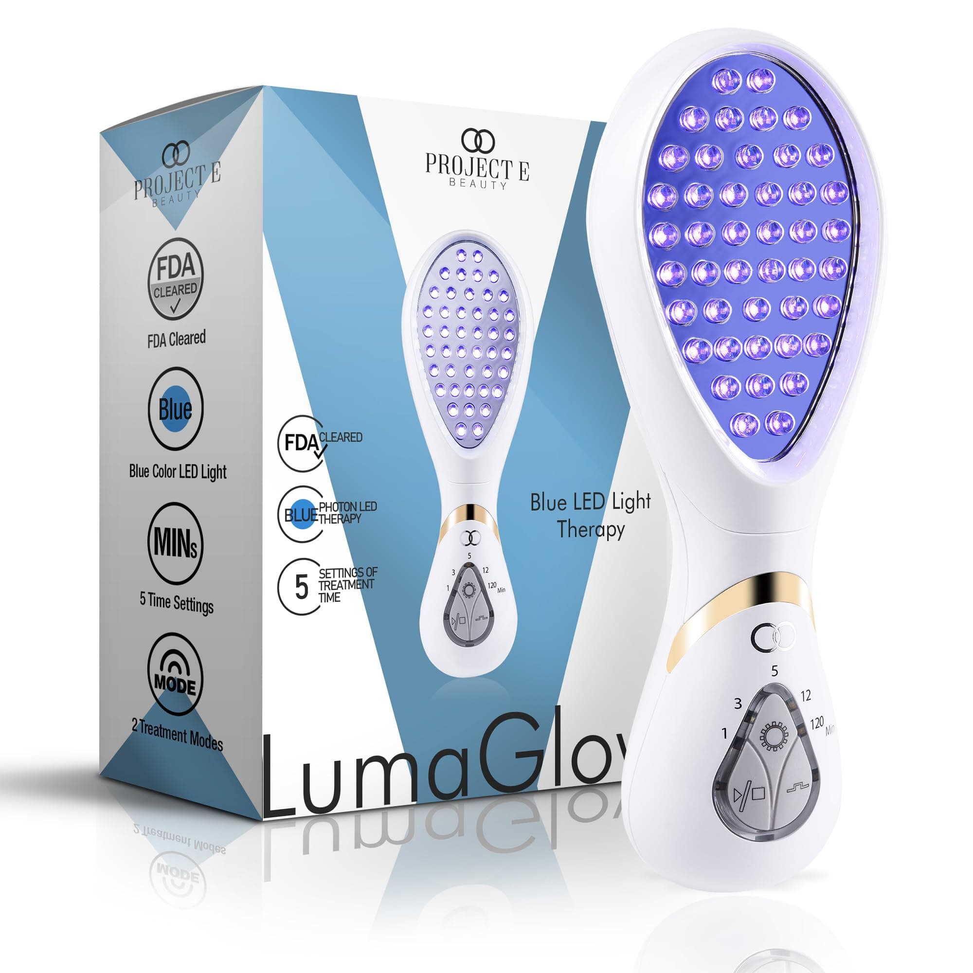 Project E Beauty LumaGlow Blue LED Light Therapy | FDA Cleared Ultra Photon Light Scars Anti-inflammation Facial Beauty Daily Skin Care Device