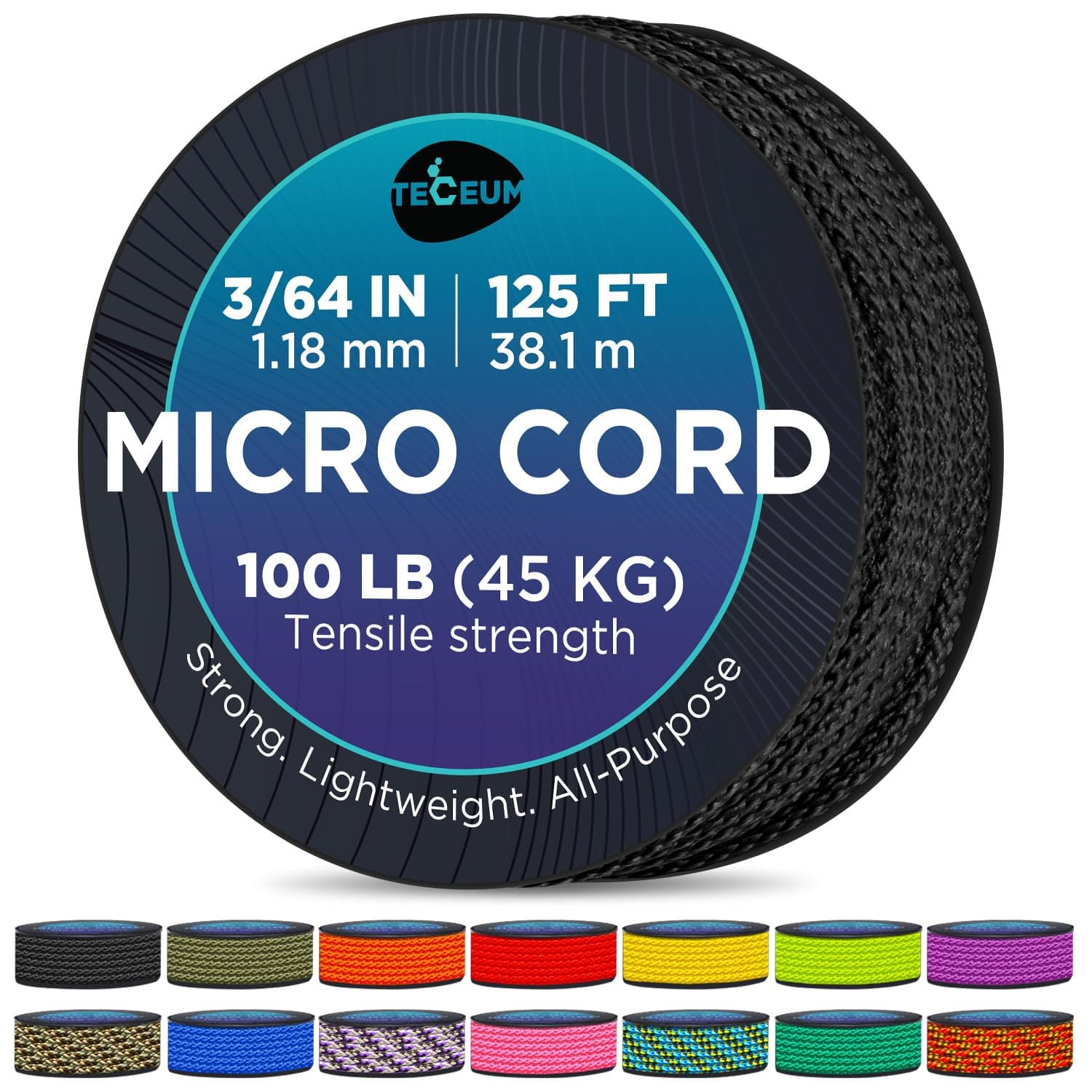 Micro Paracord – 1.18 mm X 125 ft – Micro Utility Cord – Thin Braided Paracord Rope – Best for Crafting, DIY Projects, Fishing, Camping – Wind Chime Replacement – Survival Strong String