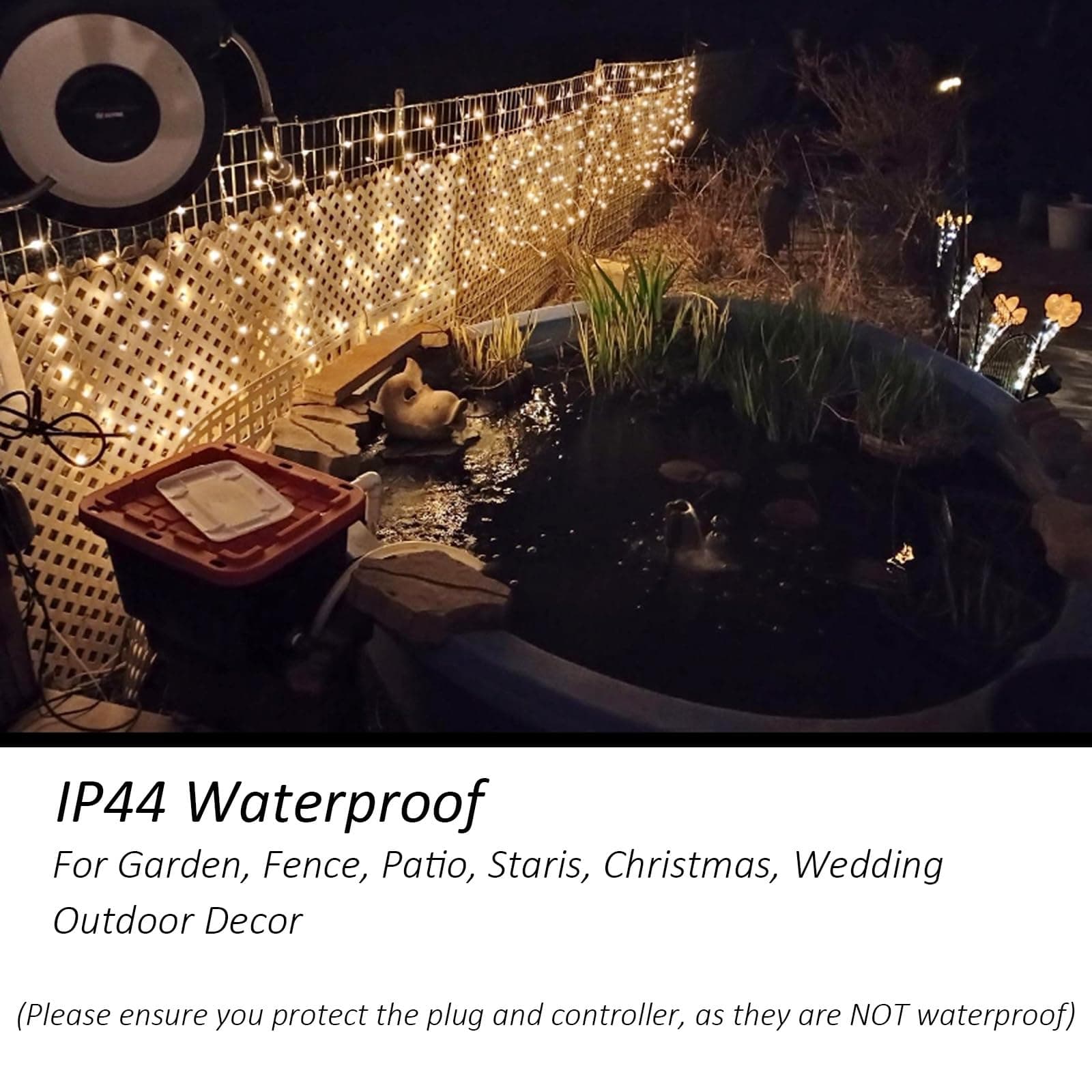 Solhice LED Curtain Lights Outside 40ft x 3ft for Backyard, 600 LED Plug in Hanging Fence Christmas String Lights Outdoor Waterproof for Backdrop Backyard Patio Deck Décor (Not Connectable)