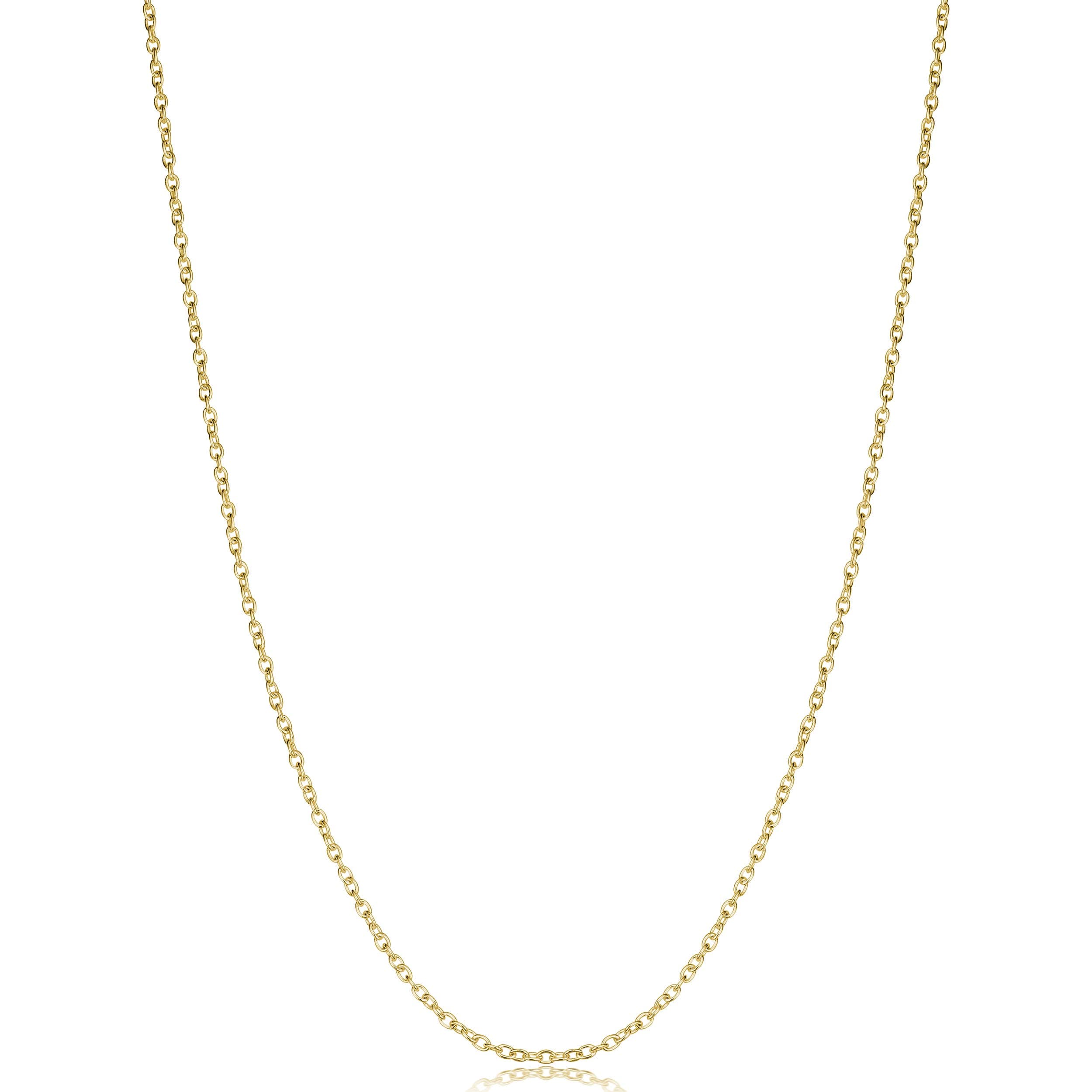 Yellow Gold Over Silver 1.2mm Round Cable Chain Necklace (16, 18, 20, 22, 24 or 30 inch)