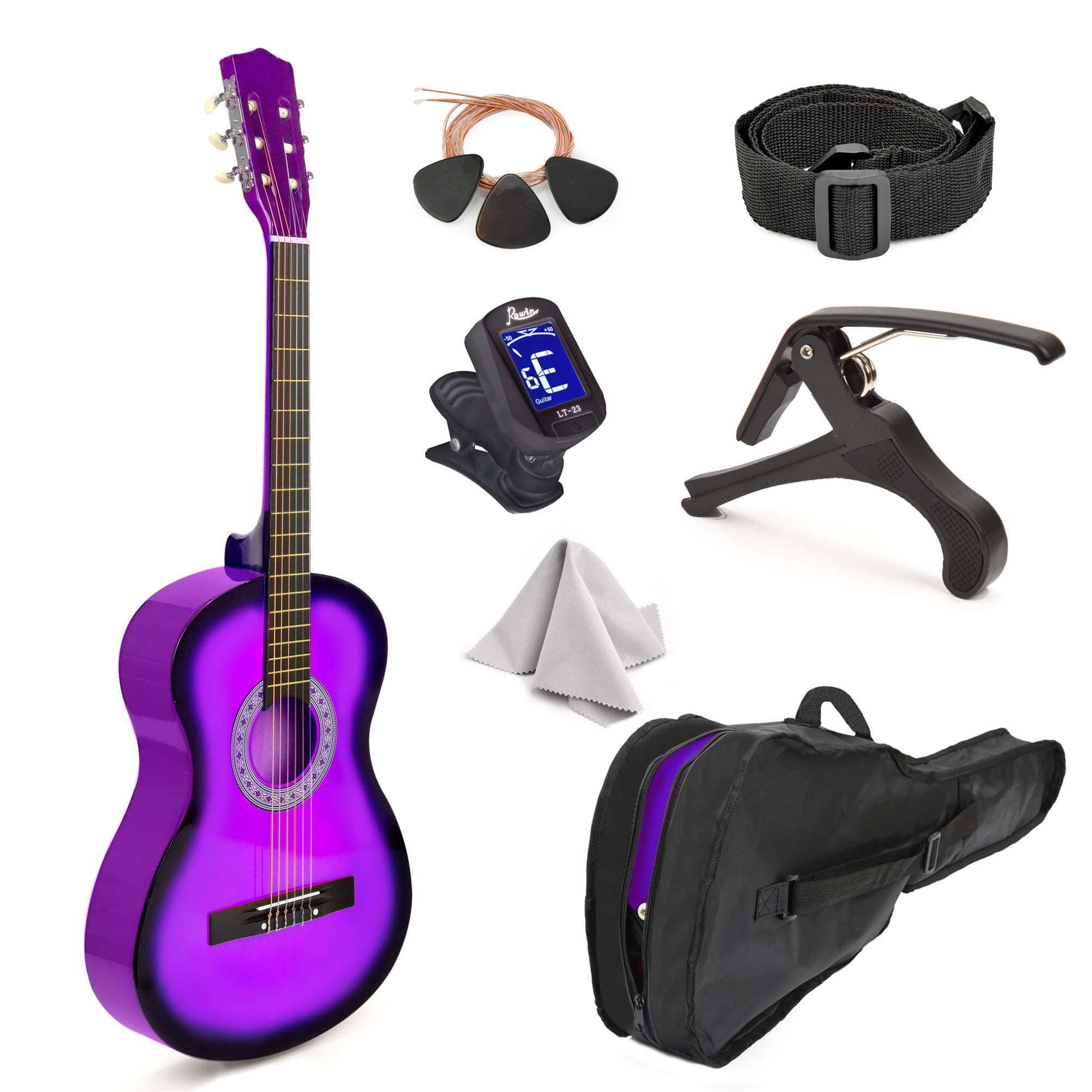 Master Play 30" Wood Classical Guitar with Case and Accessories for Kids/Girls/Boys/Beginners (Purple Gradient)