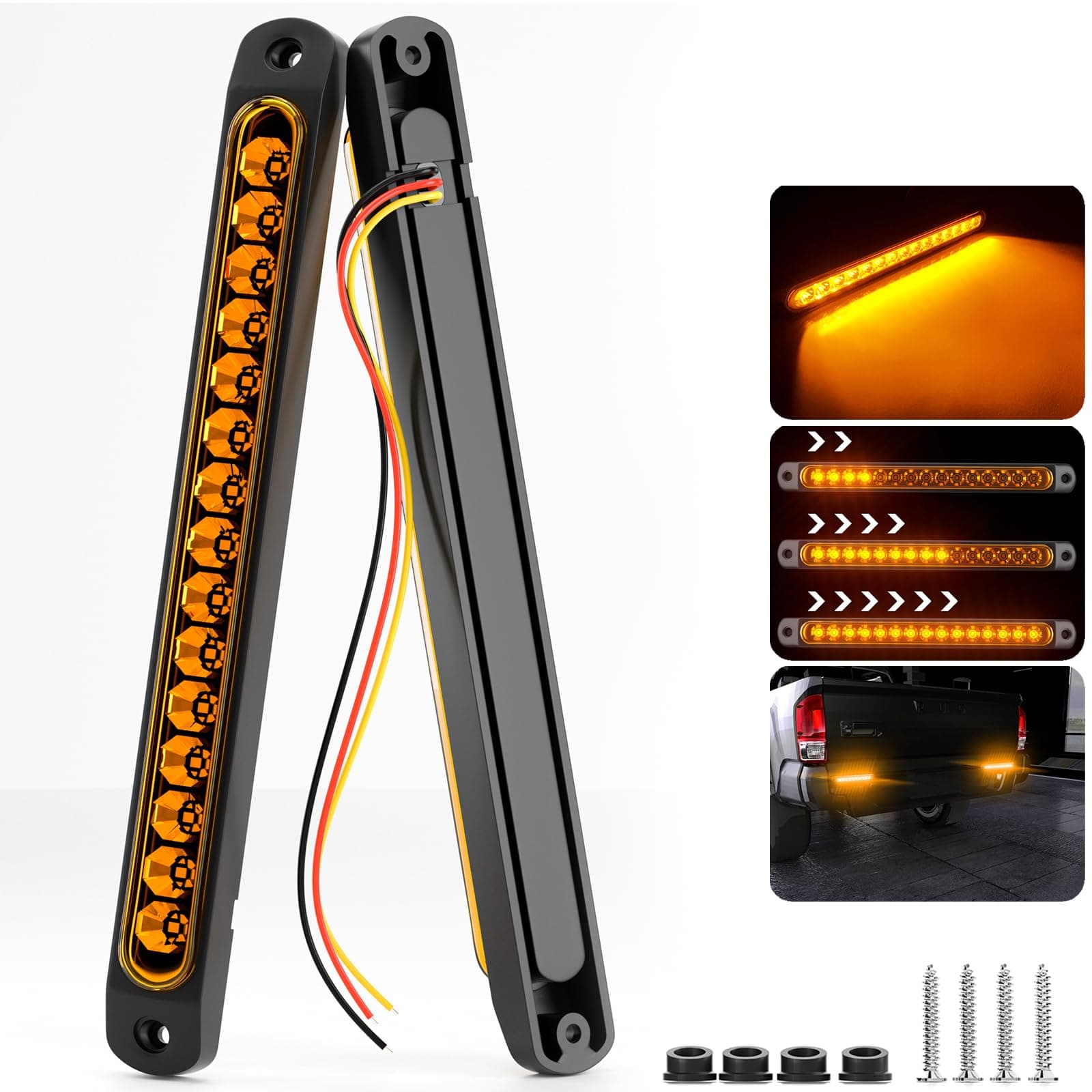 PSEQT 10" 15 LED Trailer Identification Light Led Turn Signal Tail Light Bar Strip Truck Rear Side Marker Lights Waterproof¡