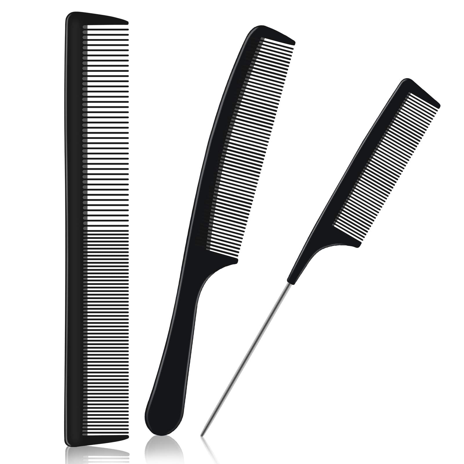 URAQT Hairdressing Set - 3pc Combs & Brushes, Including Pin Tail & Anti Static Fine Tooth Comb for Professional Salon Styling