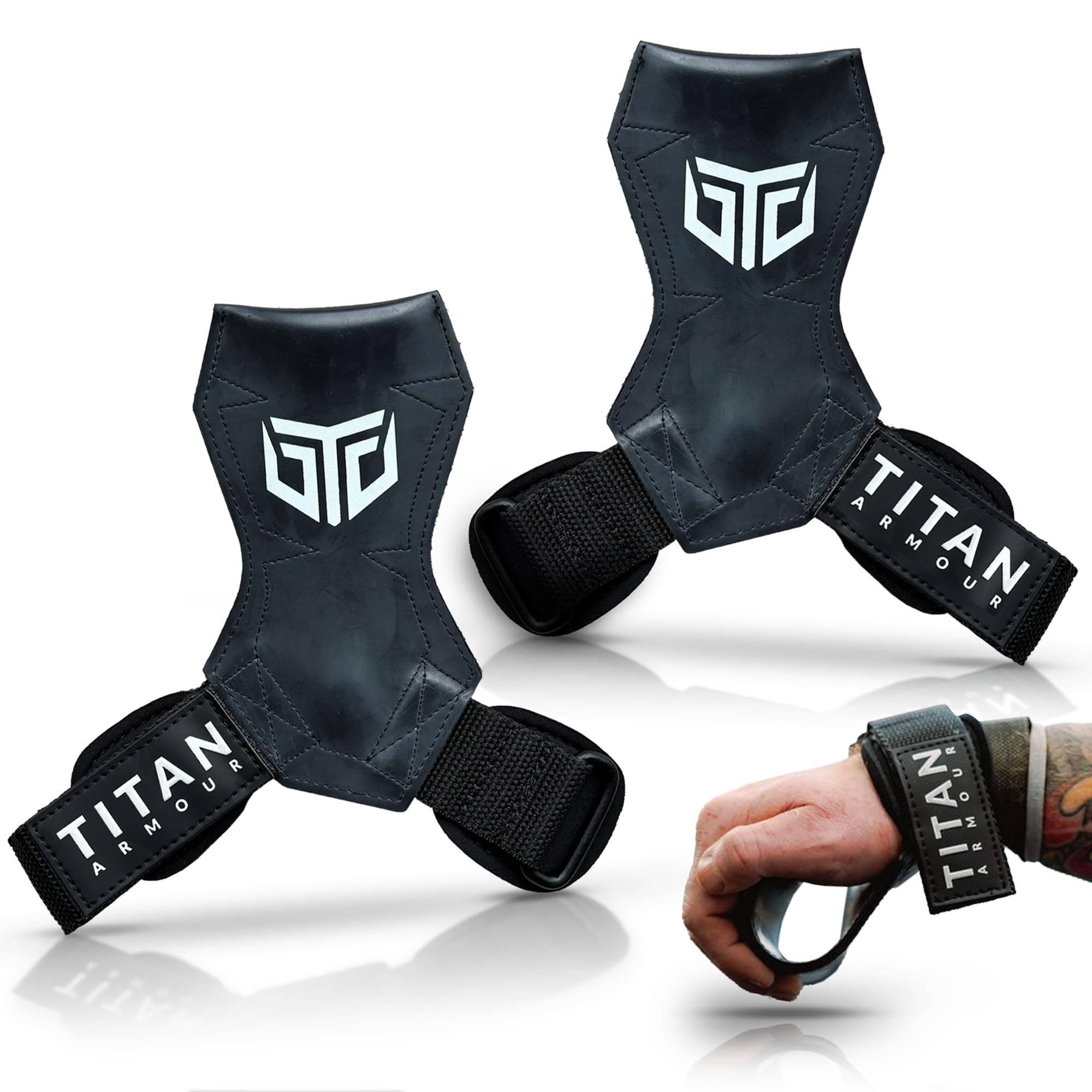 – Titan Armour® Premium Multi Grip Straps/Hooks/Gloves | Heavy Duty Weight Lifting Straps for Pull & Push Exercises | Ultimate Grip & Protection for Weightlifting & Gymnastics | Men & Women | UK Brand