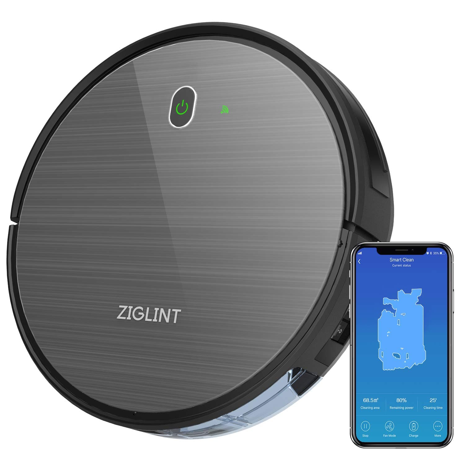 D5 Robot Vacuum Cleaner -1800Pa Strong Suction, Super Thin, Quite, Self-Charging, Drop-Sensor, Alexa App Connect, Robotic Vacuum Cleaner for Hard Floors Carpets 2 Year Warranty