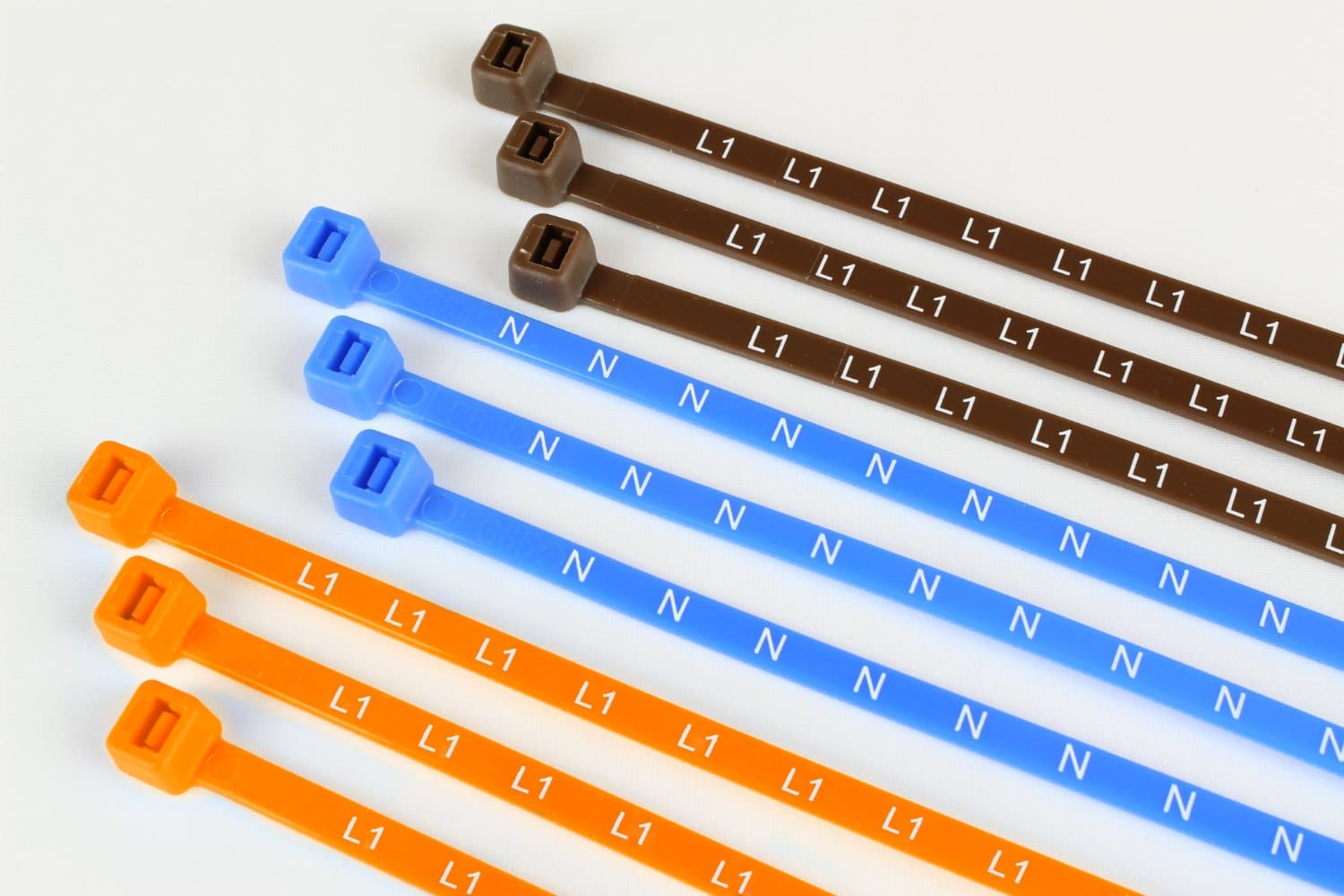 Printed Electrical Metering Cable Ties - L L1 L2 L3 N - Black (50, L2)