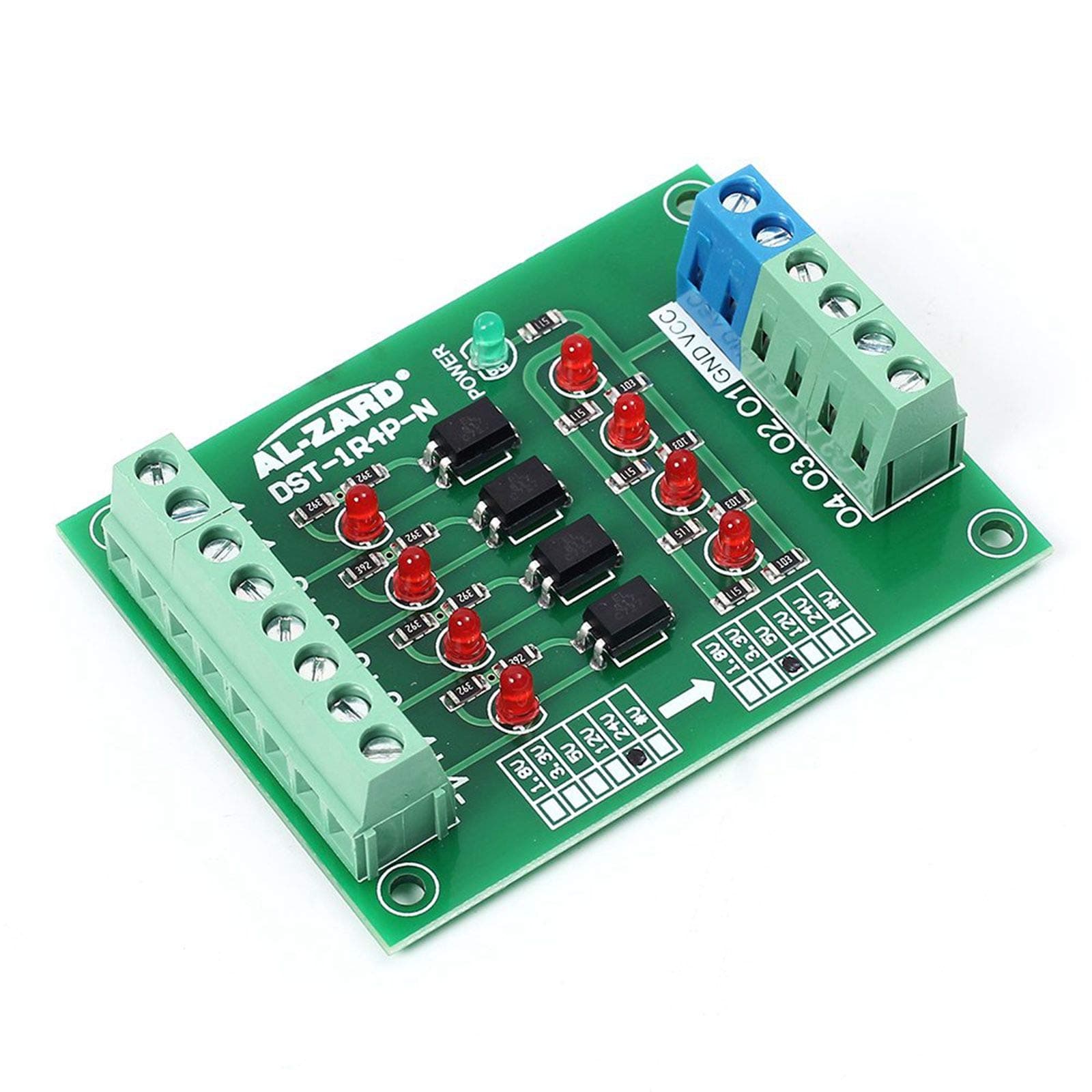 4 Bit Optocoupler Isolator, PLC Signal Level Voltage Converter Board Module (24V to 3.3V)