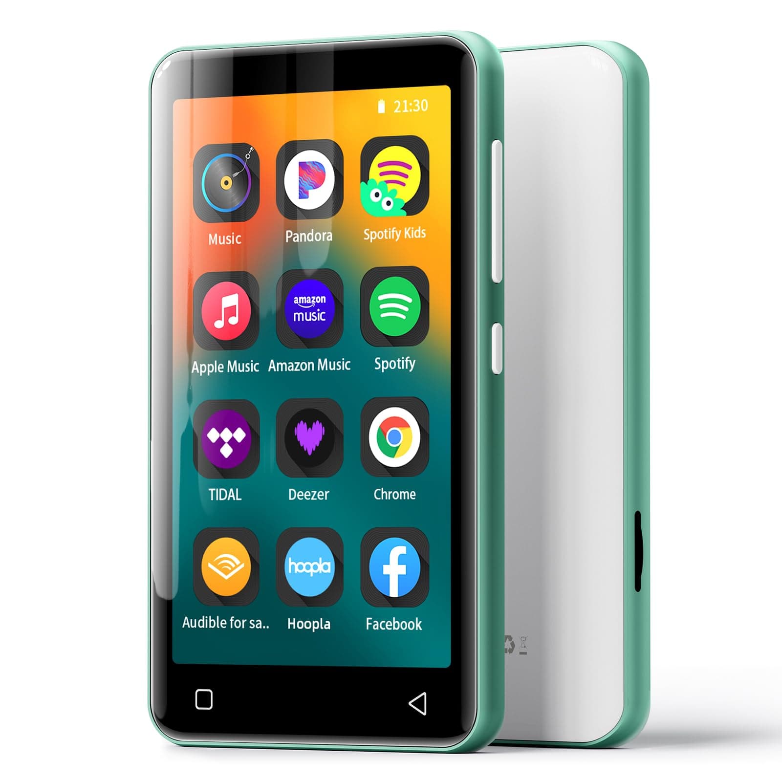 innioasis 80GB MP3 Player with Bluetooth and WiFi, MP3 Player for Kids with Spotify, Spotify Kids, Pandora, Audible, 4.0" Touch Screen Music Player with Parental Controls, Up to 1TB (White+ Green)