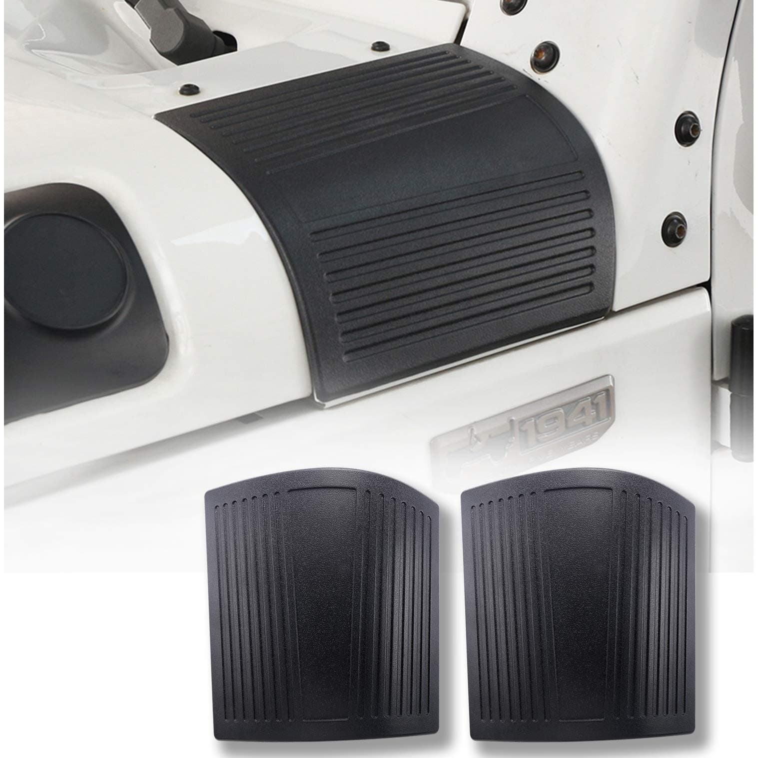 Hooke Road Cowl Body Armor Matte Black Outer Cowling Side Corner Guards for 2007-2018 Jeep Wrangler JK - Pair