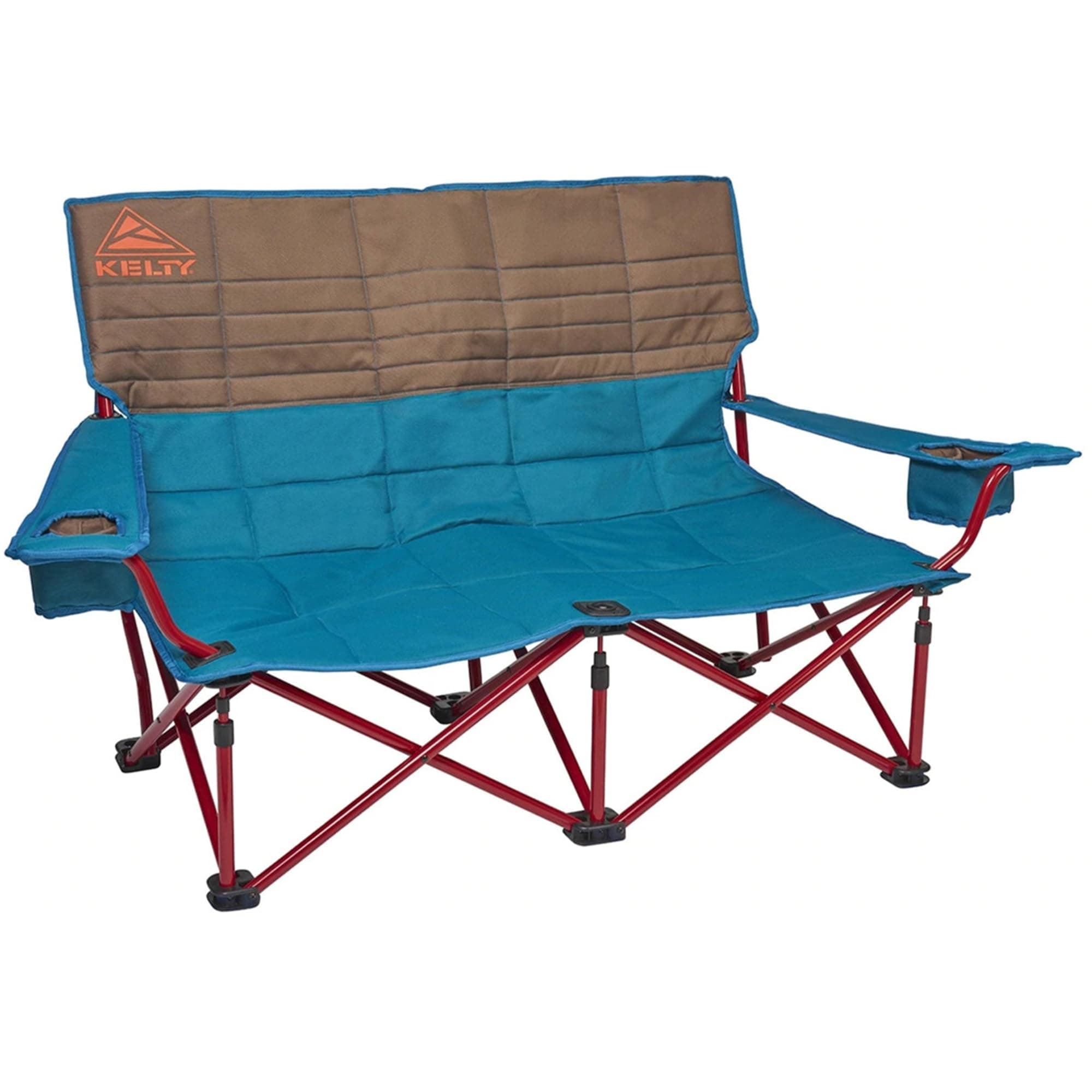 Kelty Low Loveseat with Adjustable Height Arm Rest,Cup Holders for Camping, Alloy Steel, Deep Lake