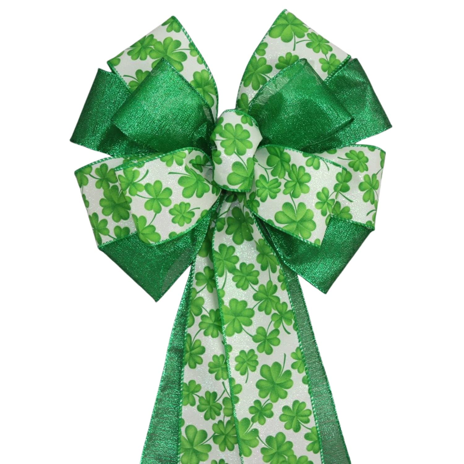 Green Shamrock Metallic St Patrick's Day Bow