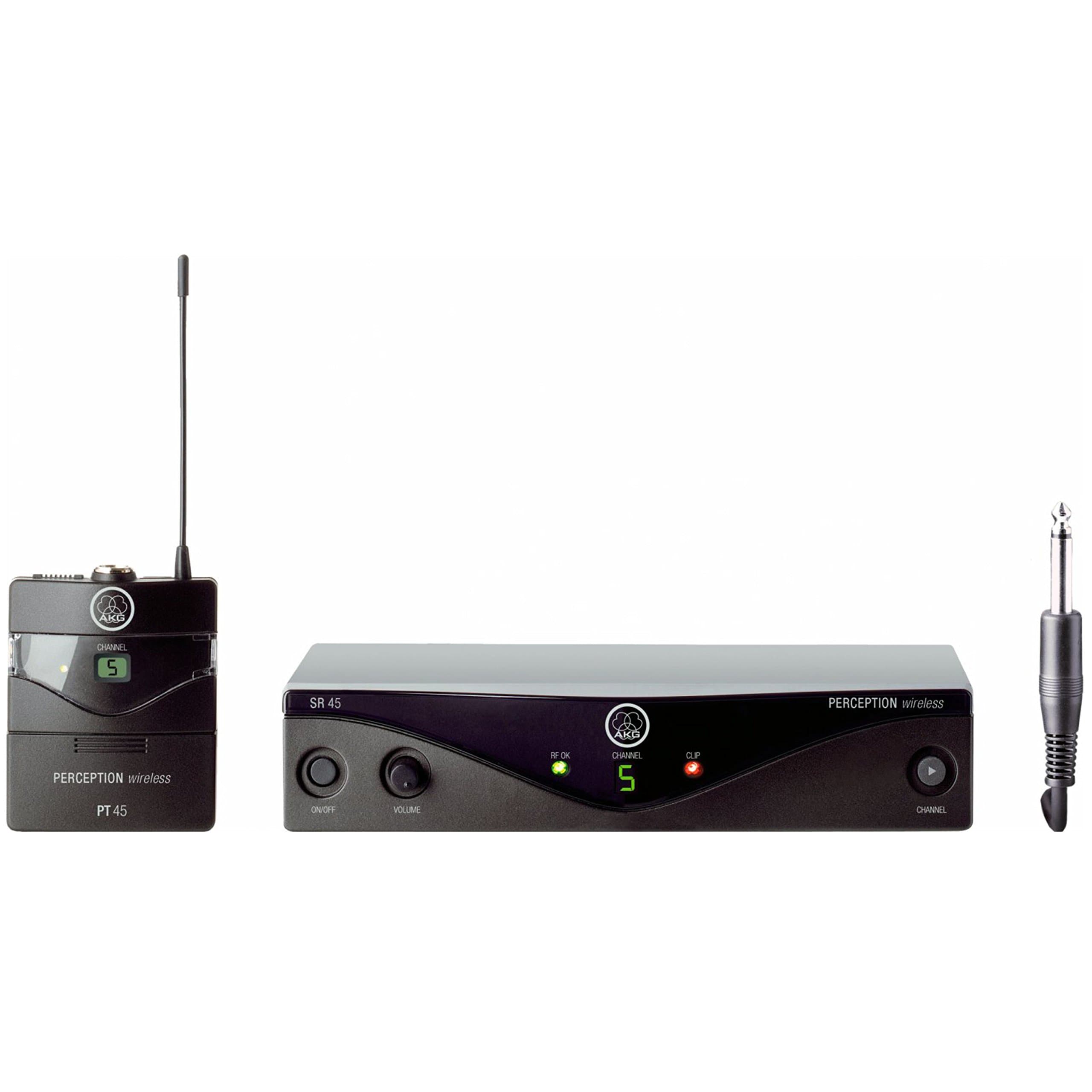 AKG Pro Audio Perception Wireless Microphone System with SR45 Stationary Receiver and PT45 Pocket Transmitter- Instrumental Set (3250H00010)
