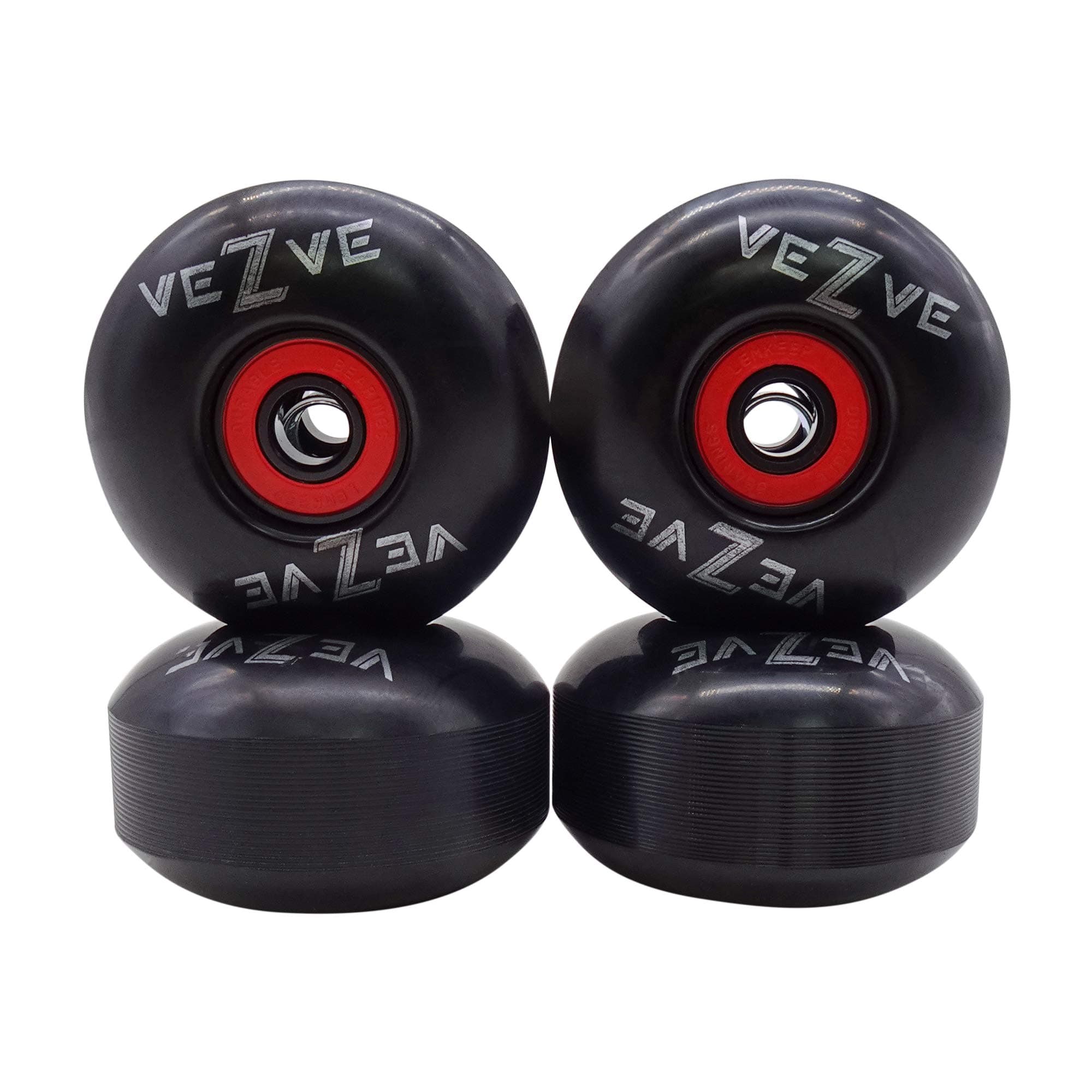 VEZVE 50mm Skateboard Wheels Set with Pre Mounted 8pc Bearings Reds Precision