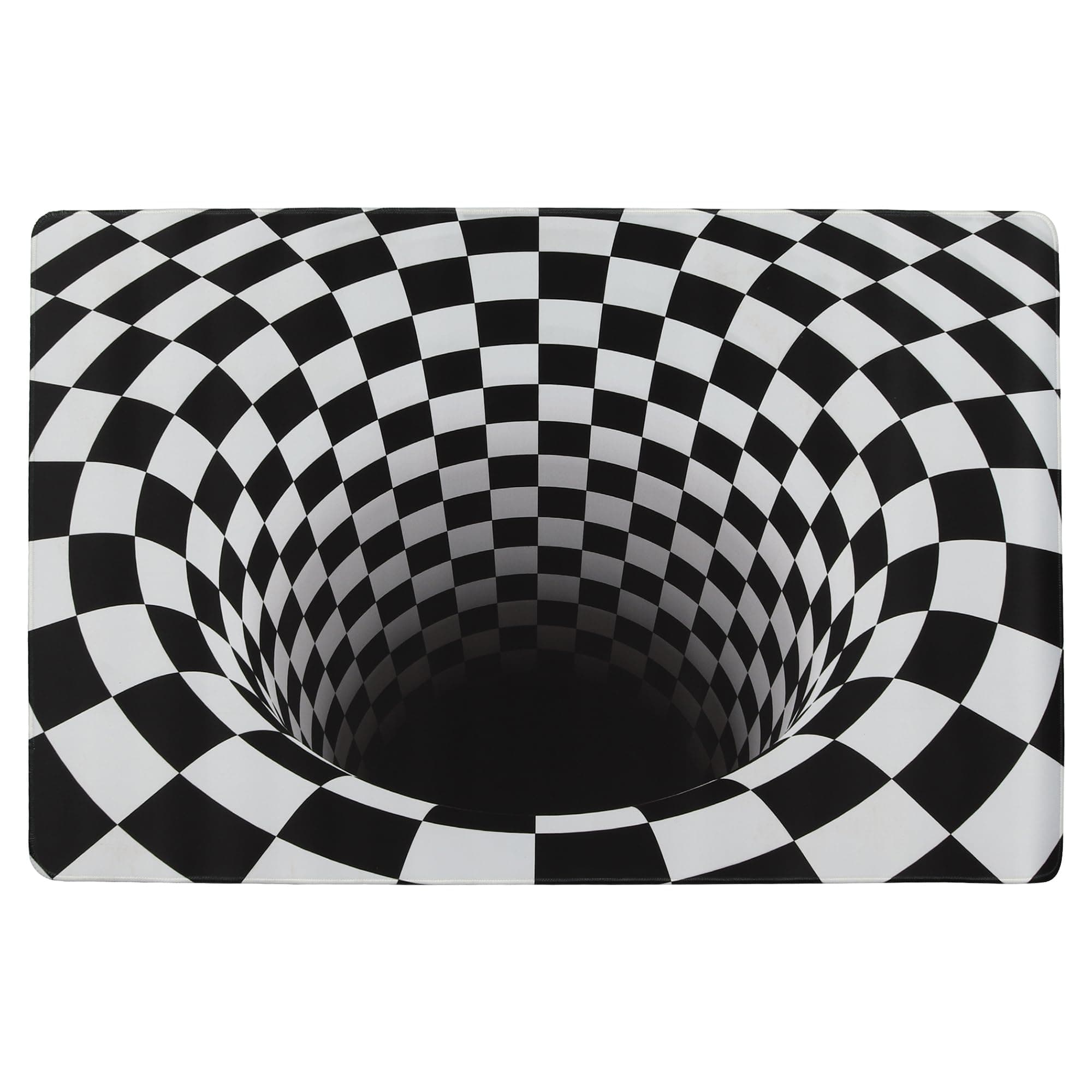 3D Optical Illusion Rug - Vortex Illusion Floor Mat for Door Entrance, Bathroom, Stairs, playroom, Living Room, or Area (Black and White, 26.5 x 17 Inch)
