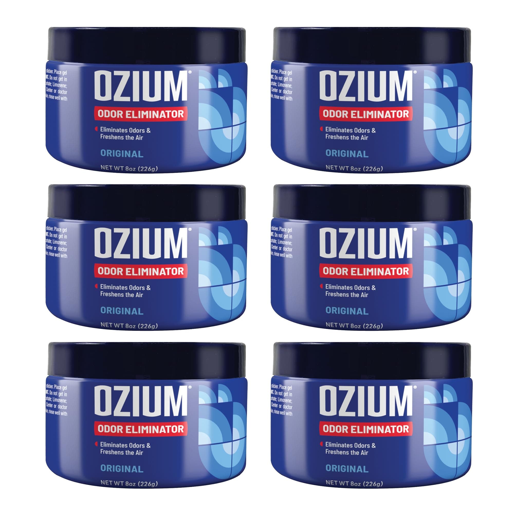 Ozium 8 Oz. Odor Eliminating Gel 6 Pack for Homes, Cars, Offices and More, 6 Pack
