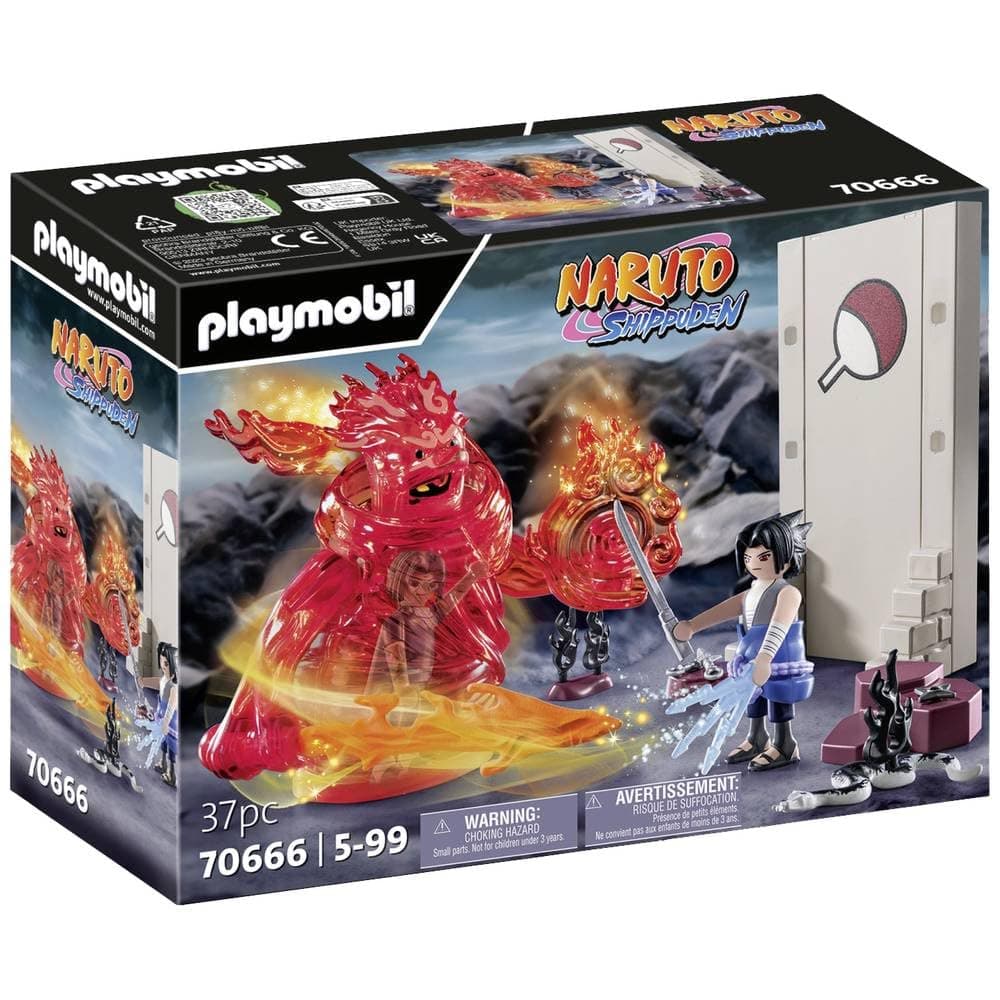PLAYMOBIL Naruto Shippuden 70666 Sasuke vs. Itachi, Interactive Sibling Fight with Mangekyou Sharingan and Energy Spirit Susano'o, Itachi's Revenge Train, Toy for Children from 5 Years
