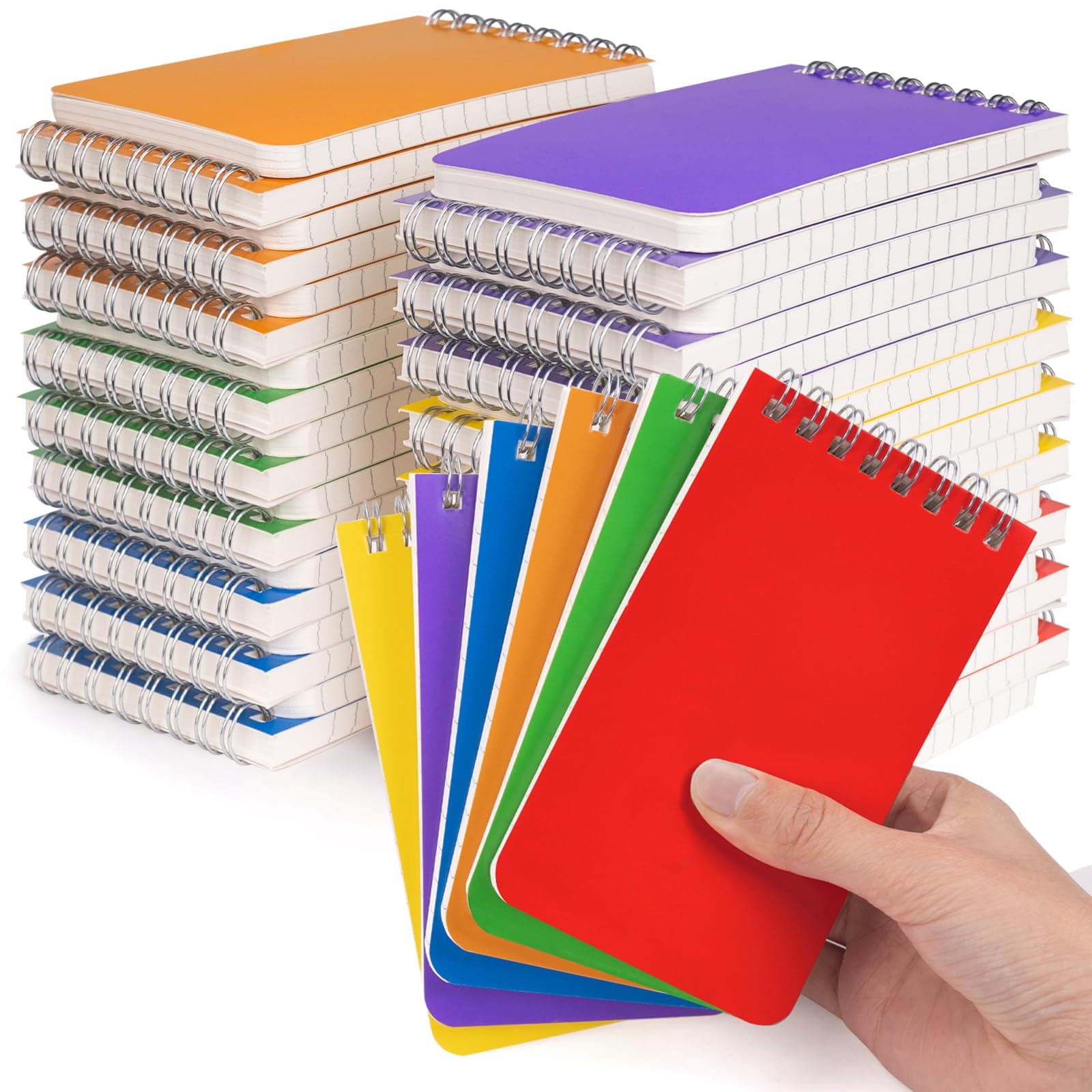 Pocket Notebook Bulk 3x5 Inch, 42 Packs Mini Top Bound Spiral Notepad, Memo Pads 6 Colored 60Sheets/120Pages (80GSM), Small Notepads for Listing, Planning, Note Taking