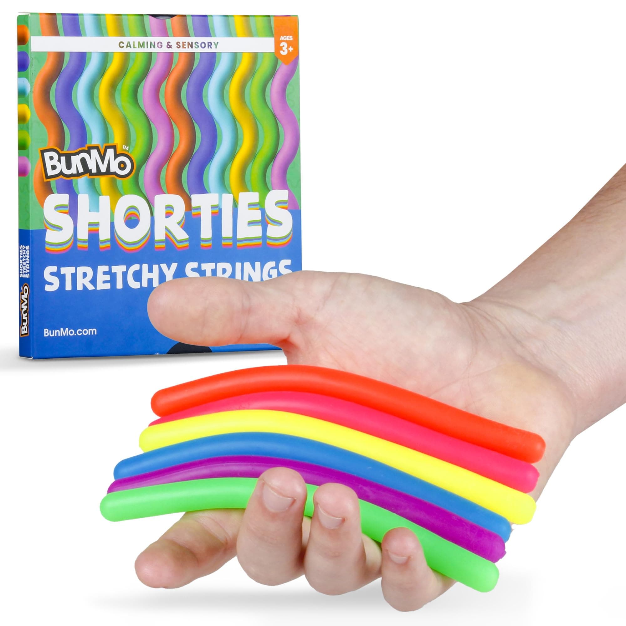 BUNMO Sensory Toys Stretchy Strings for Toddlers 3+ - Stimulating & Addictive Fidget Toys for Kids - Hours of Fun for Kids - Non-Mouthable Toy 3+ - Mini Smooth 12 Pack