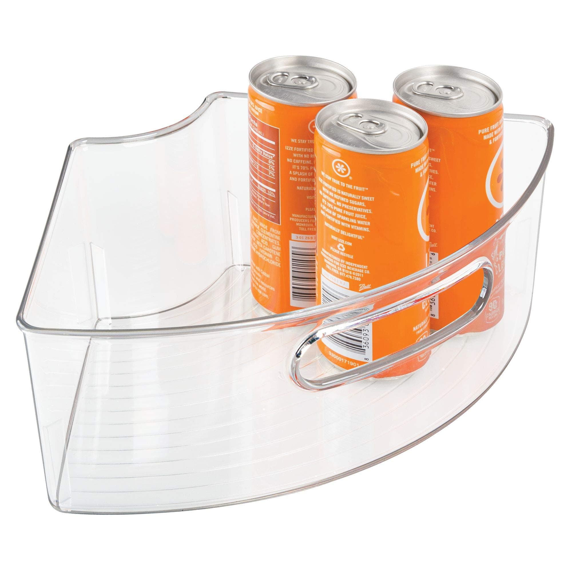 iDesign Plastic Lazy Susan Cabinet Storage Bin, BPA-Free 1/4 Wedge Container for Kitchen, Pantry, Counter, 12.56" x 7.33" x 4.05", Clear