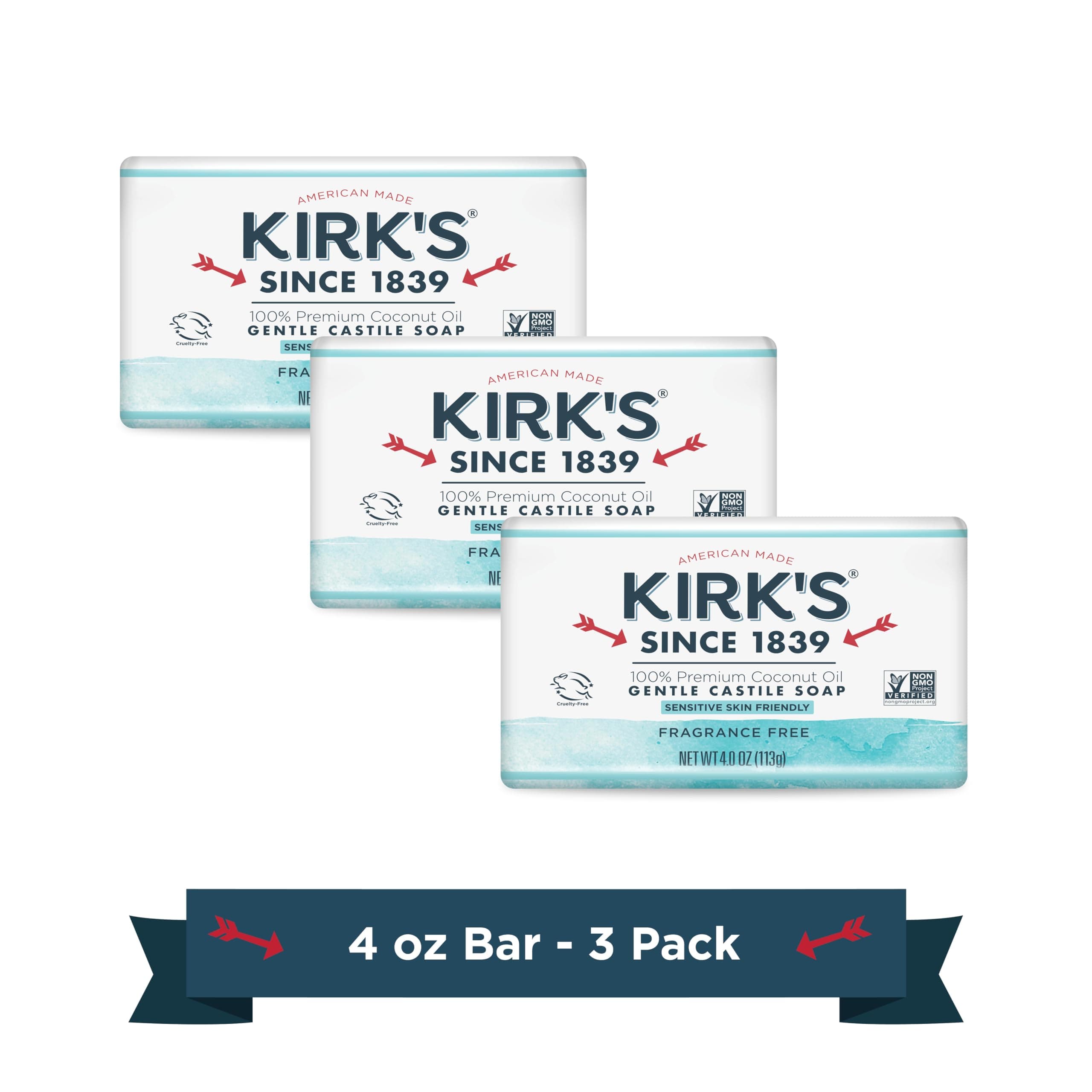 Kirk's Fragrance Free Castile Bar Soap (3 Pack)