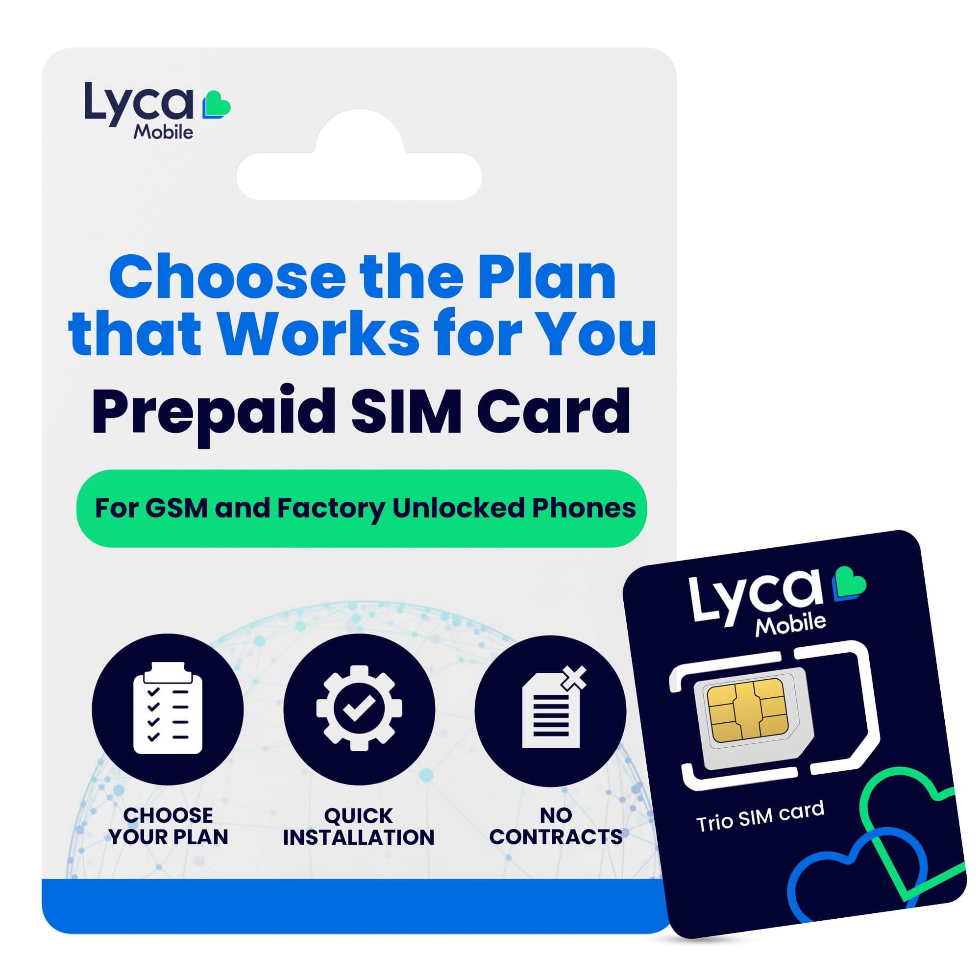 Lycamobile USA Blank SIM Card - 5 Pack, High Speed 4G LTE/5G Data, Choose Your Minutes & Plan to Enjoy Unlimited Talk & Text to 100+ Countries, Fast Activation, Triple Cut 3 in 1, No Contract Needed