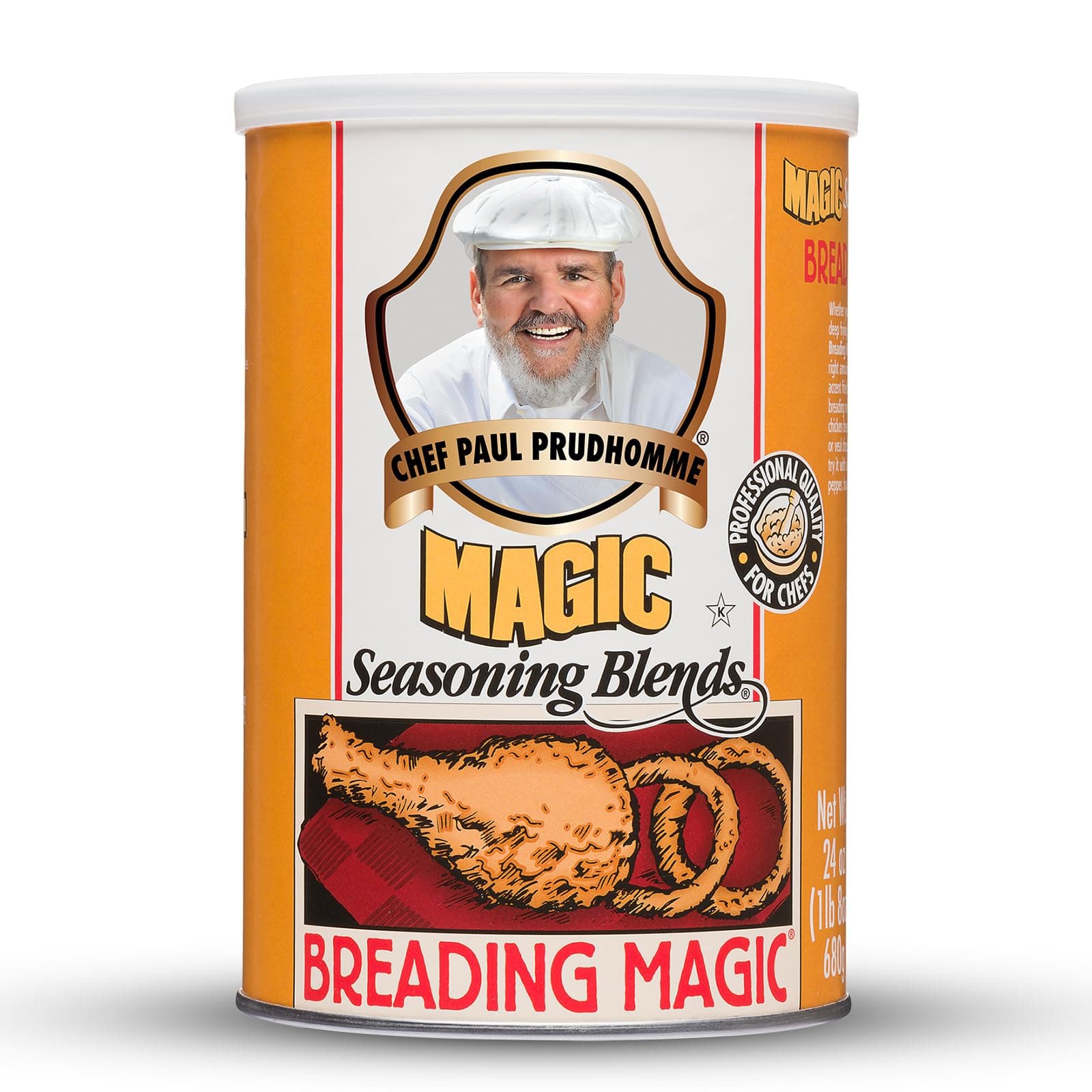 Chef Paul Magic Seasoning Blends Breading Magic | Crispy, Flavorful Coating for Chicken & Fish Fry | No MSG & Preservatives | Seasoned Seafood Breading & Fry Mix | 24 Oz Canister