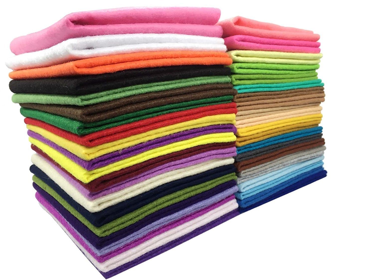 Misscrafts 42pcs 12"X12" 1.5mm Thick Soft Felt Nonwoven Fabric Sheet Pack DIY Craft Patchwork Sewing Squares Assorted Colors with Thread Bag