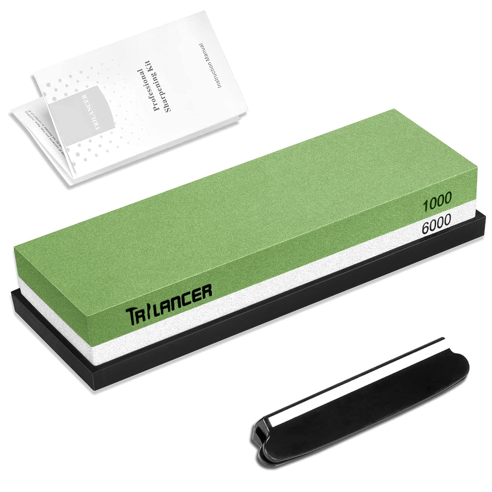 Whetstone 1000/6000 Knife Sharpening Stone, Knife Sharpener, Trilancer Japanese Style Waterstone Kit, Angle Guide and Rubber Base Included