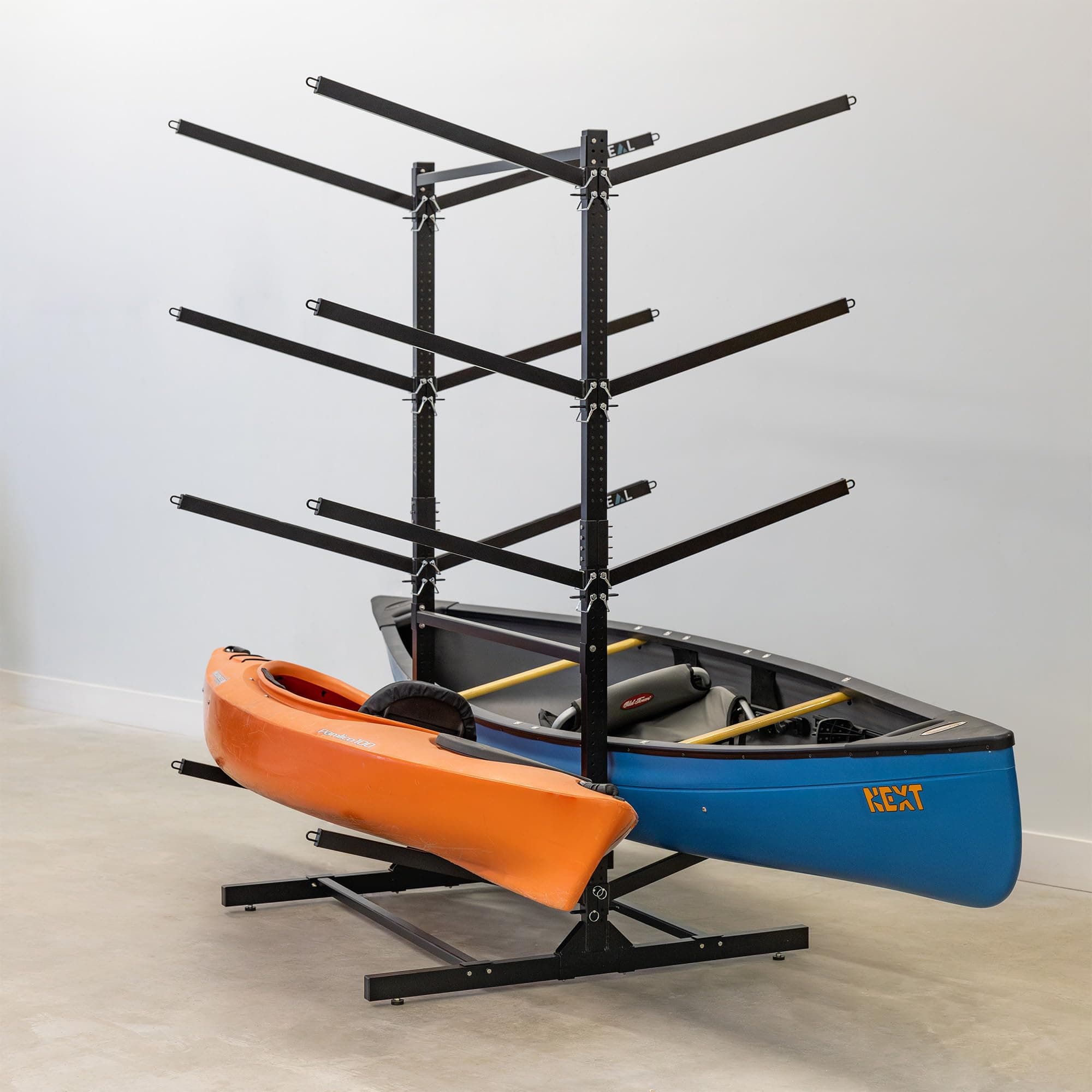 Teal Triangle Freestanding Kayak Storage Rack - Storage Rack for 8 Kayaks or Canoes - Premium Kayak Stand for Outdoor and Indoor - Adjustable Kayak Holder and Canoe Storage Stand