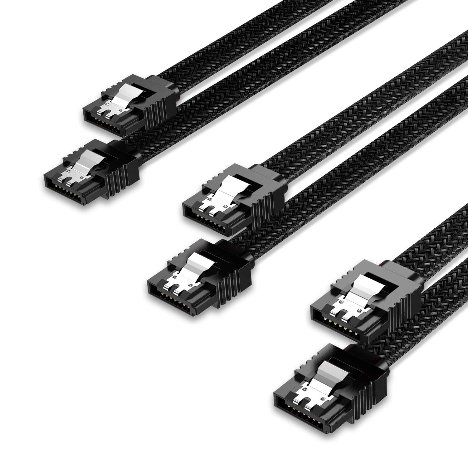 QIVYNSRY 3PACK SATA Cable III 3 Pack 6Gbps Straight HDD SDD Data Cable with Locking Latch 50cm 18 Inch for SATA HDD, SSD, CD Driver, CD Writer, Black