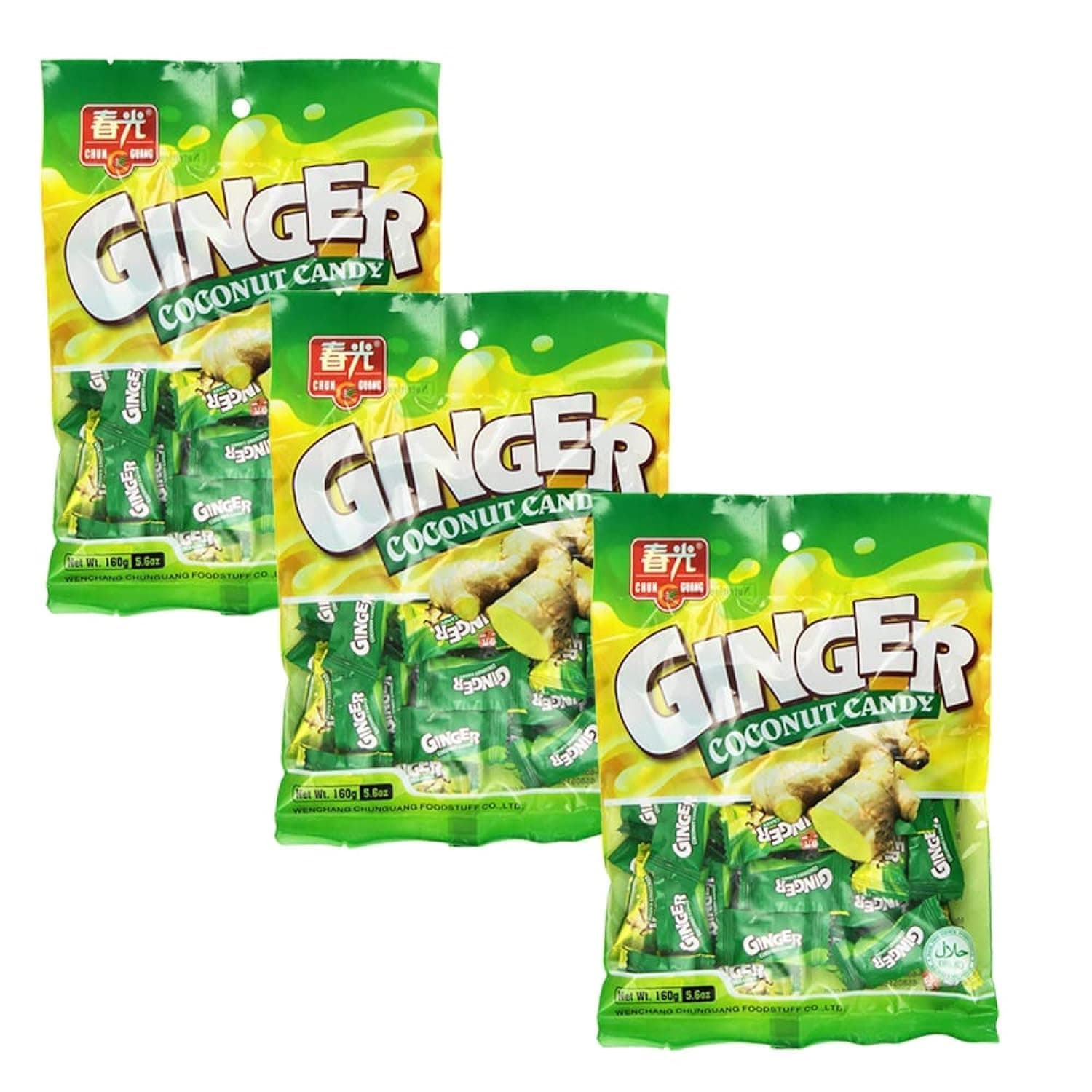 Ginger Coconut Candy (Ginger Coconut 5.6oz, 3 pack)