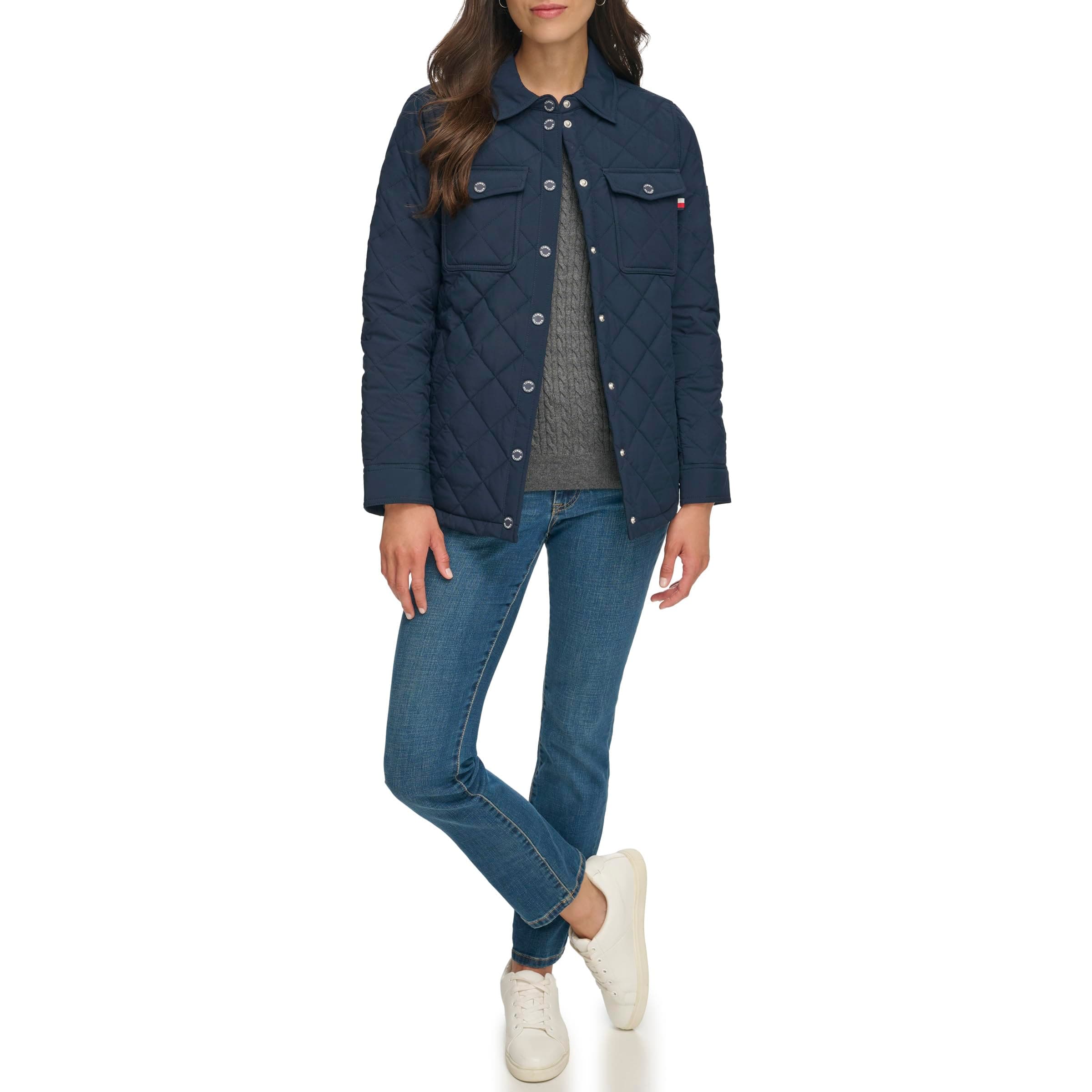Tommy Hilfiger Womens Classic Quilted Shacket