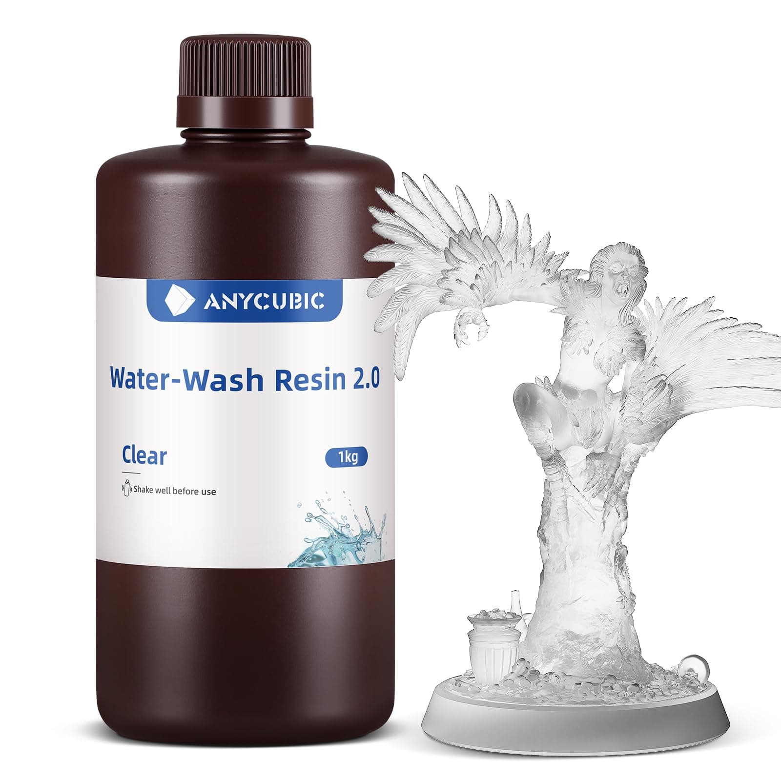 3D Printer Resin, Water Washable Resin, No Extra Alcohol Needed and Easy to Clean, Fast Curing, Low Odor, Wide Compatibility for All 3D Printers from