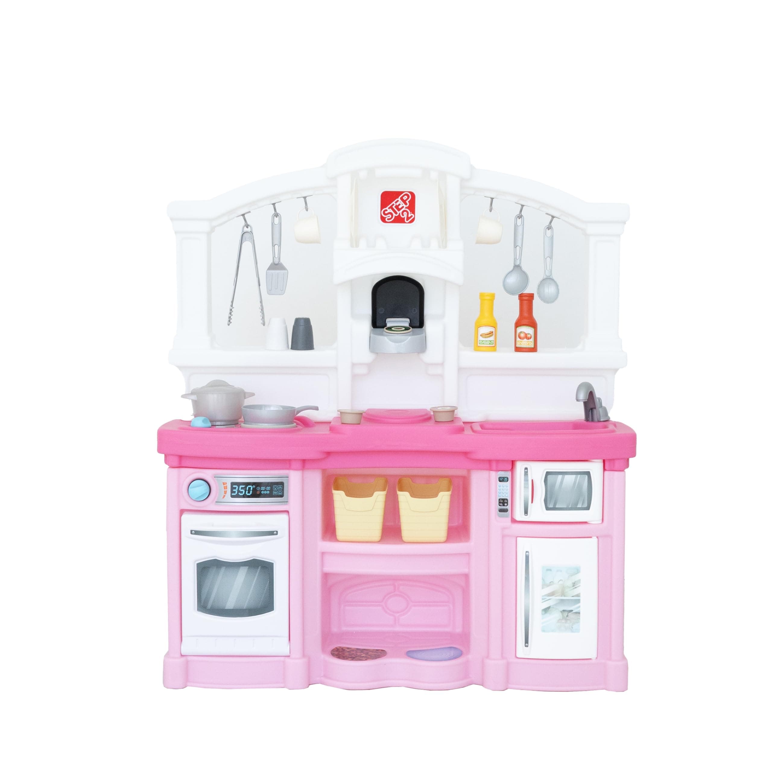 Fun with Friends Kids Kitchen Playset, Indoor/Outdoor Kitchenette, Interactive Play with Lights and Sounds, Durable Plastic, Includes 25 Piece Toy Accessories, Toddlers 2+ Years Old, Pink