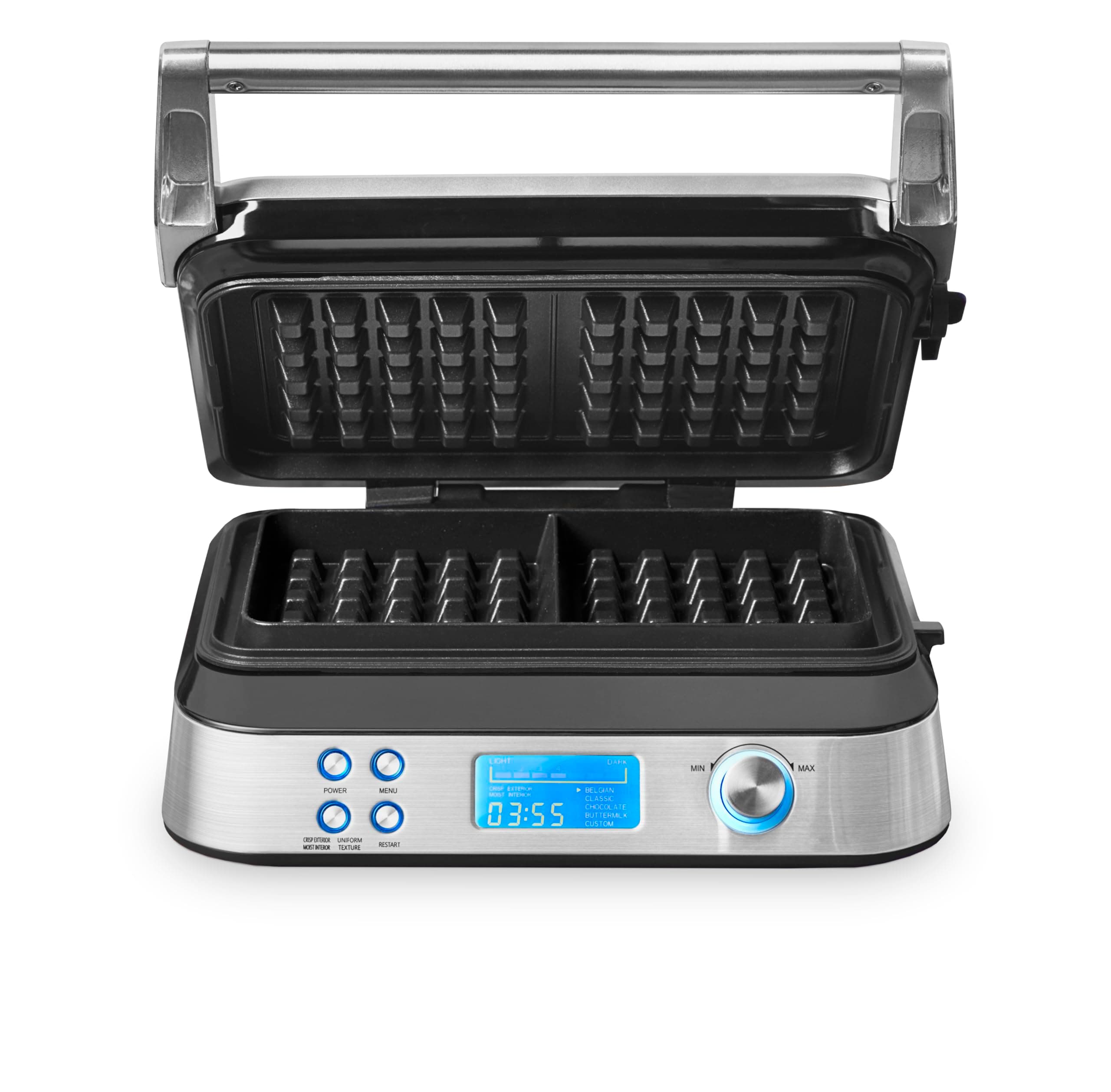 GASTROBACK Belgian Waffle Maker 1600W - Non Stick Belgian Waffle Iron with 5 Automatic Programs - 7 Adjustable Temperature Control Settings Double Waffle Maker - Deep Fill Waffles Machine