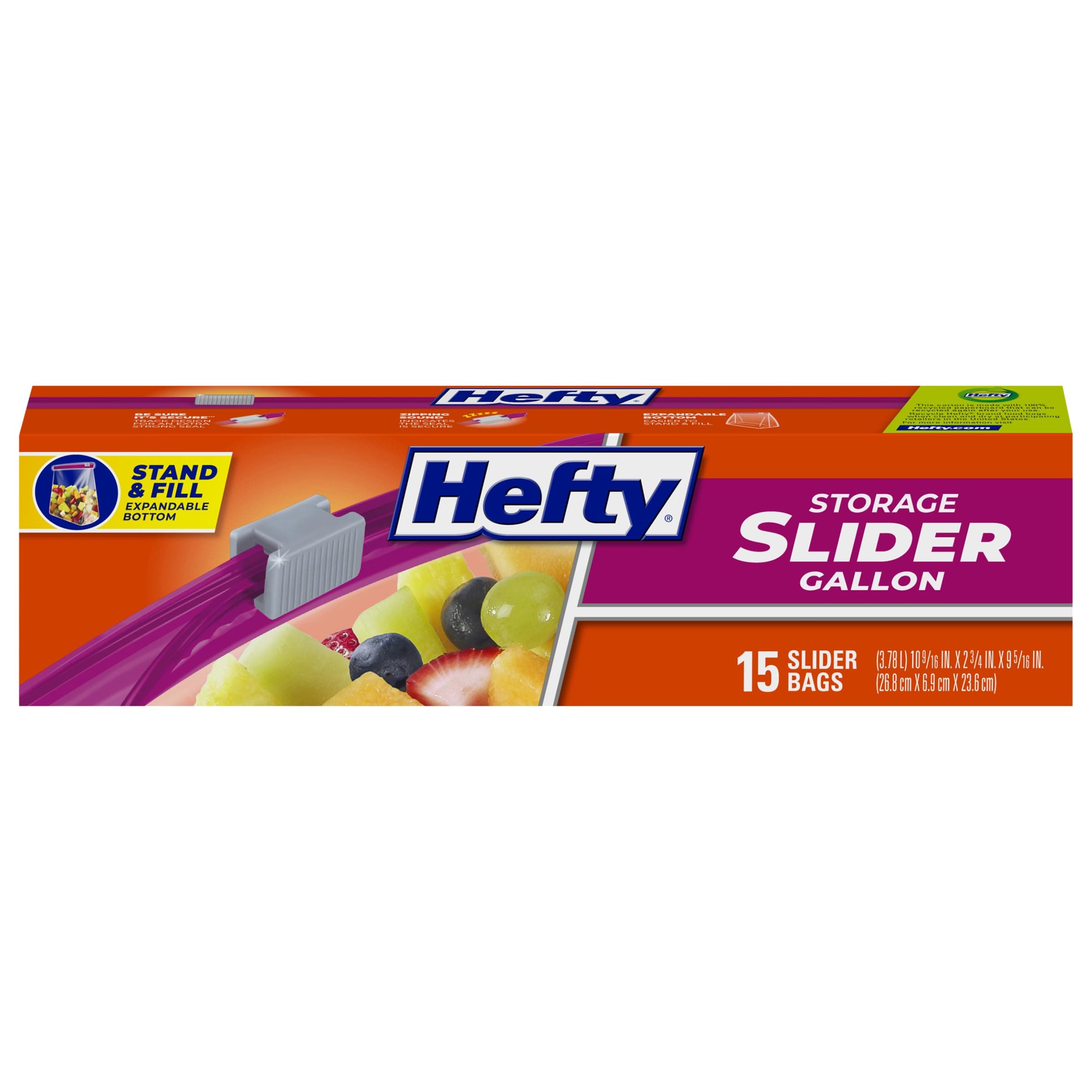 HeftySlider Storage Bags, Gallon Size, 15 Count