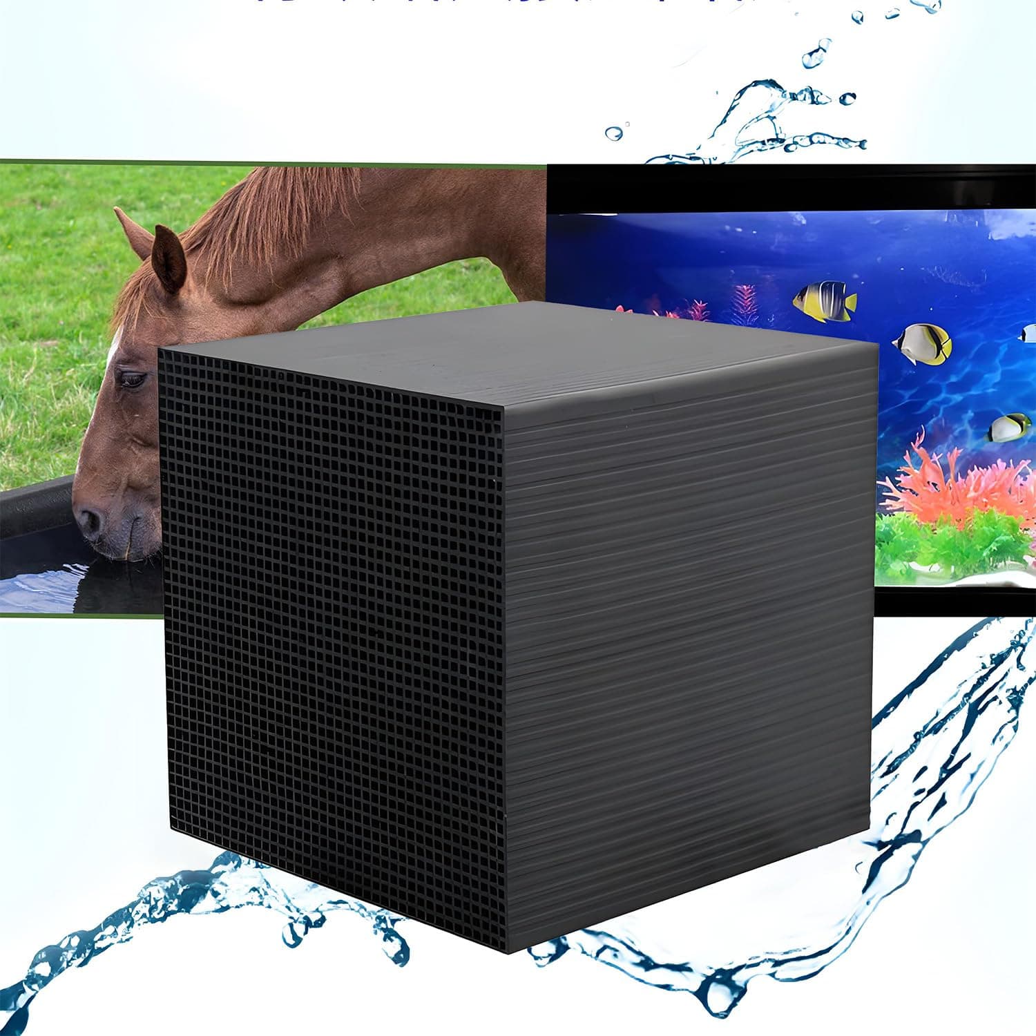 1Pcs Water Trough Purifier Cube,Eco-Aquarium Water Purifier Cube,Horse Trough Water Purifier,Activated Carbon Filter,Trough Water Purifier Cube for Livestock,Horses,Aquariums,Ponds,Fish Tanks(4×4×4in)