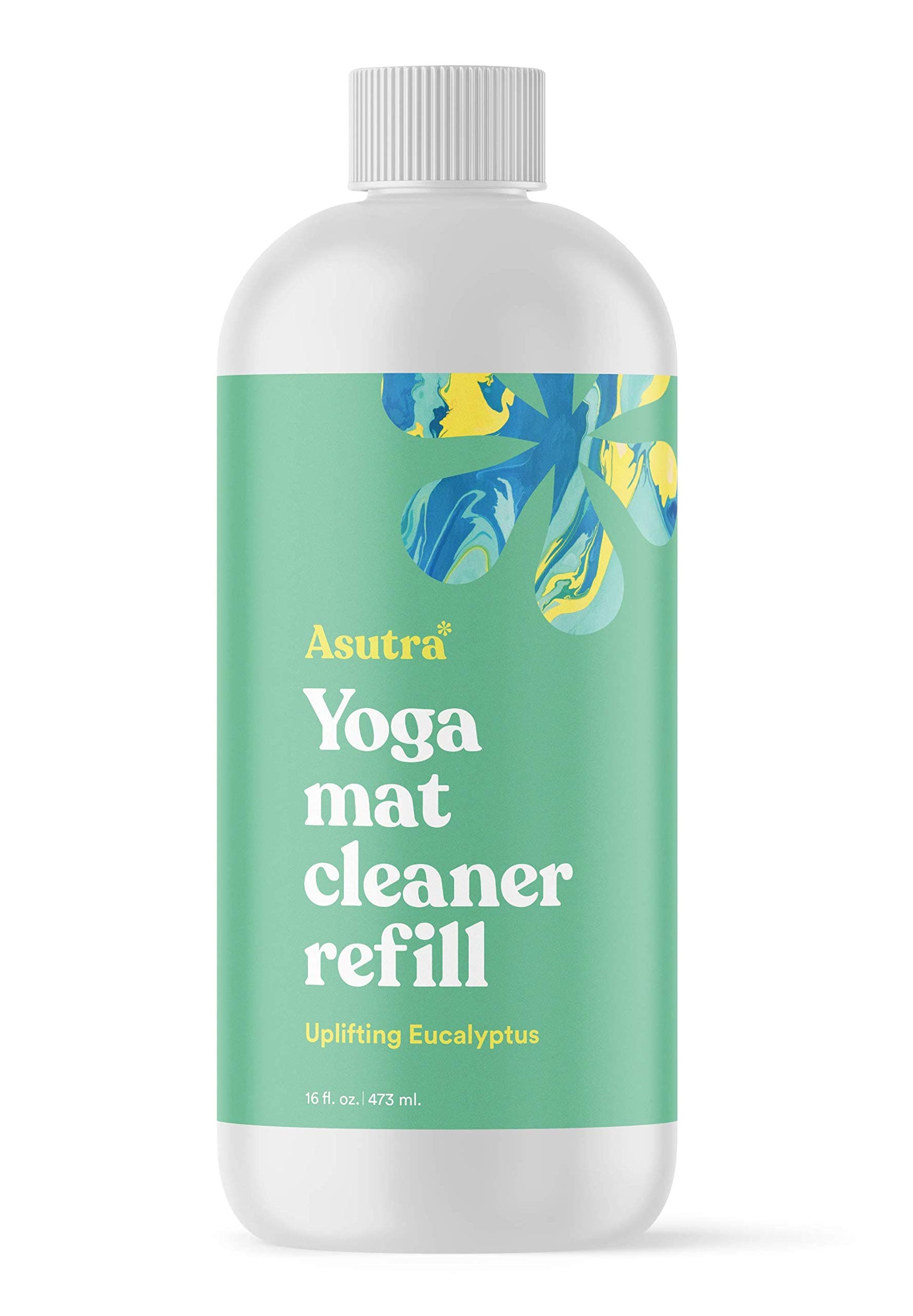 Yoga Mat Cleaner Spray Refill (Uplifting Eucalyptus), 16 fl oz - No Slippery Residue, Organic Essential Oils Deep-Cleansing for Fitness Gear & Gym Equipment