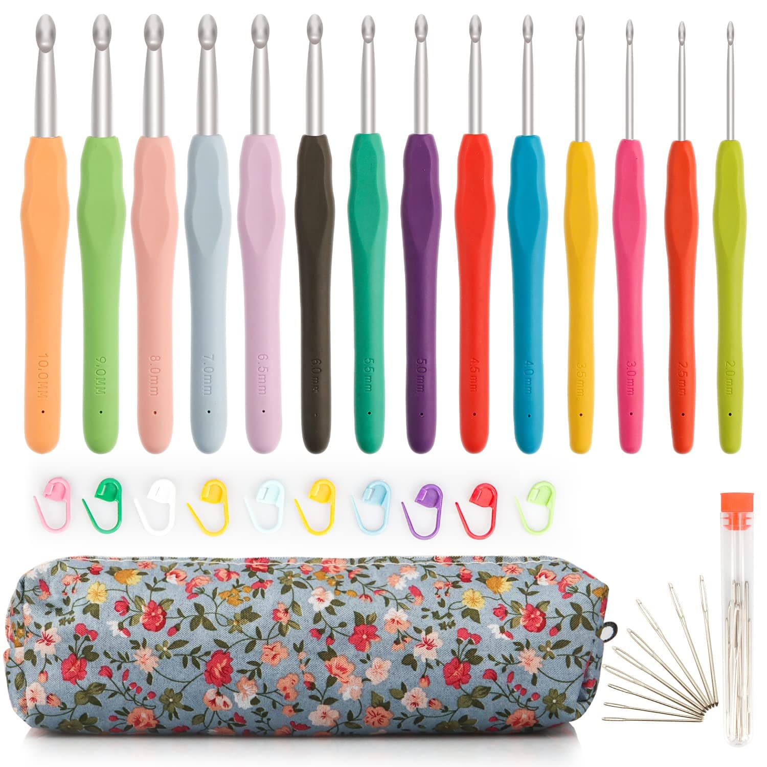 OWill 14 Piece Crochet Hook Set, Soft Grip Ergonomic Crochet Needles with Storage Case, Ideal for Beginners, Arthritic Hands