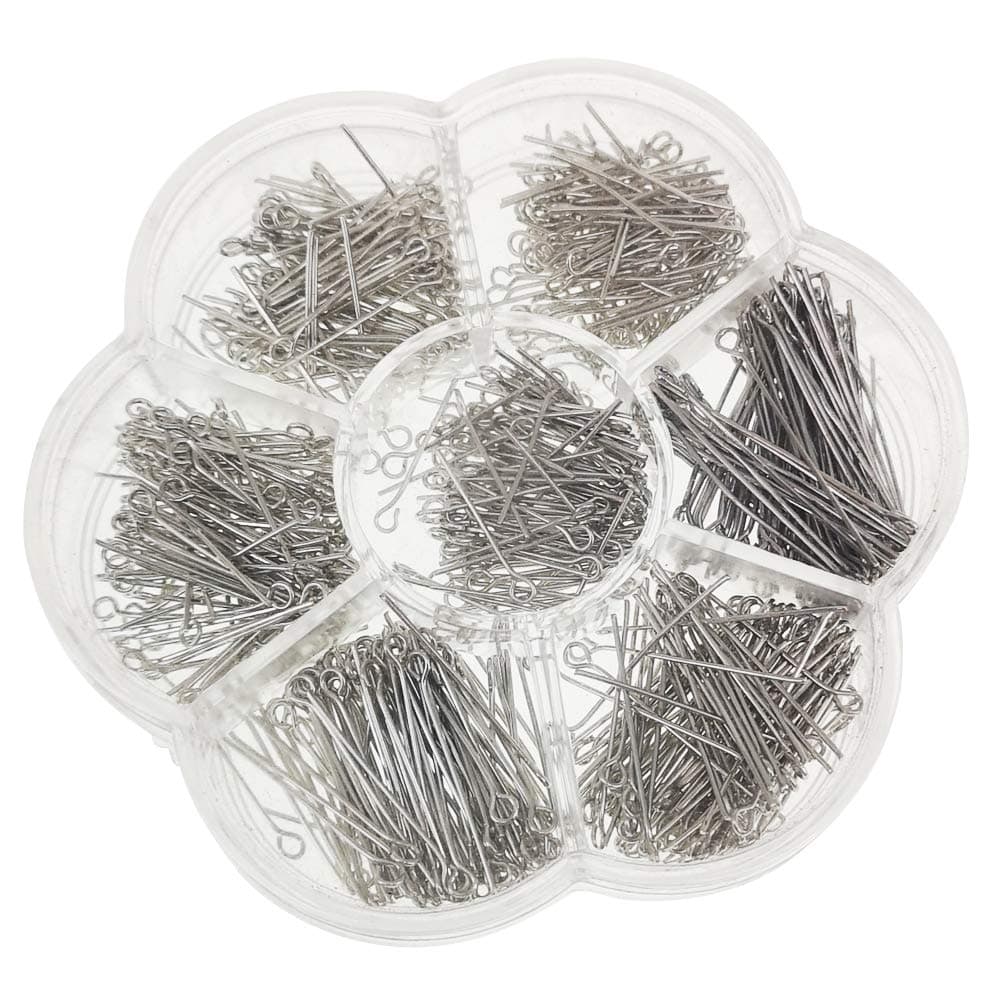 Chenkou Craft 700pcs Assorted of 7 Sizes Mix Eye Pins for Jewelry Making (Anti-Silver, Mix)