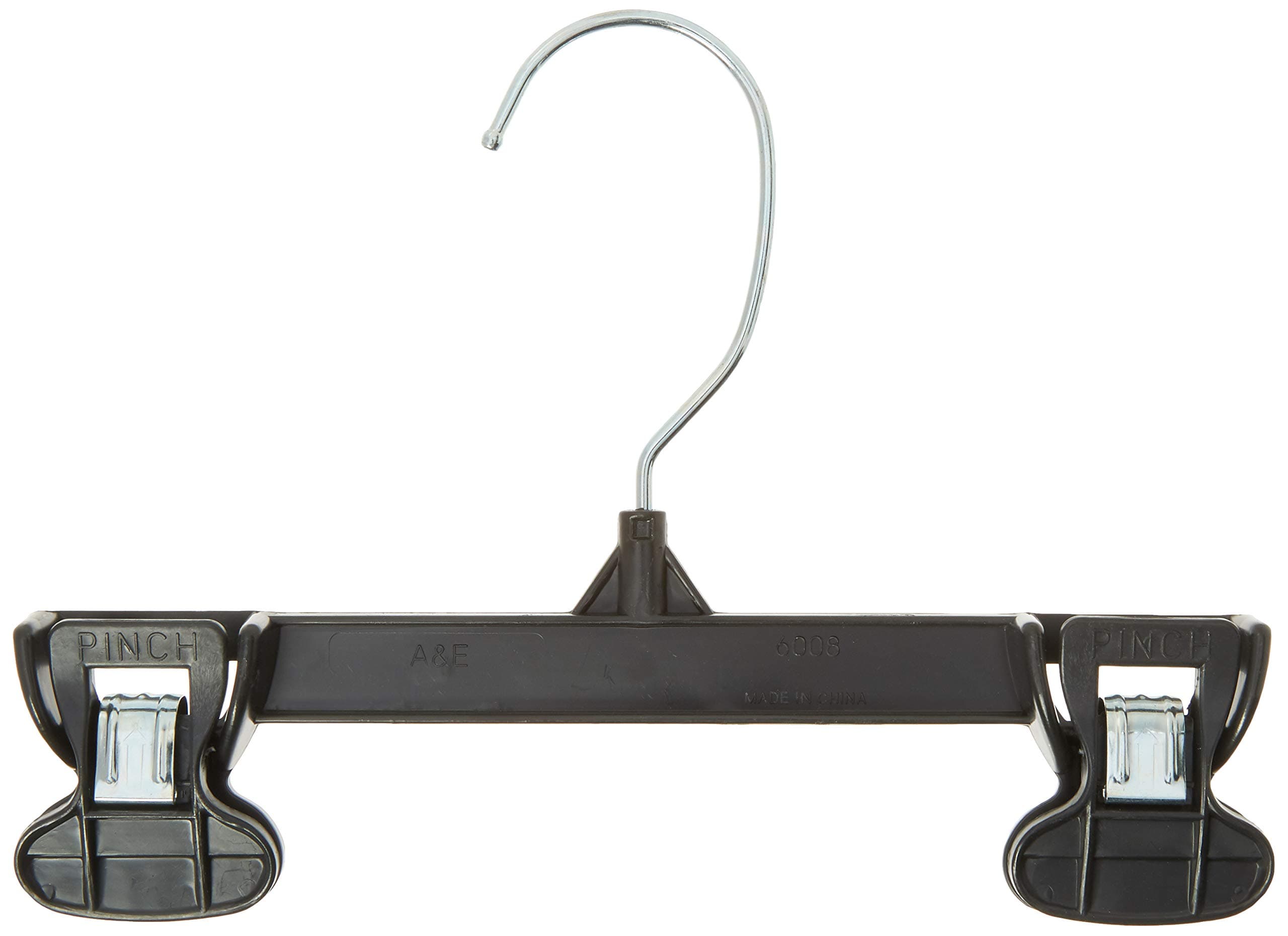 JDM Sorting Bottom Skirt and Pants Hangers Bulk Pack of 200 8 inch Recycled Plastic Heavy Duty Thin Non Slip Black Pinch Clip Clasp Break Resistant Grip Hangers with Polished Metal Swivel Hooks