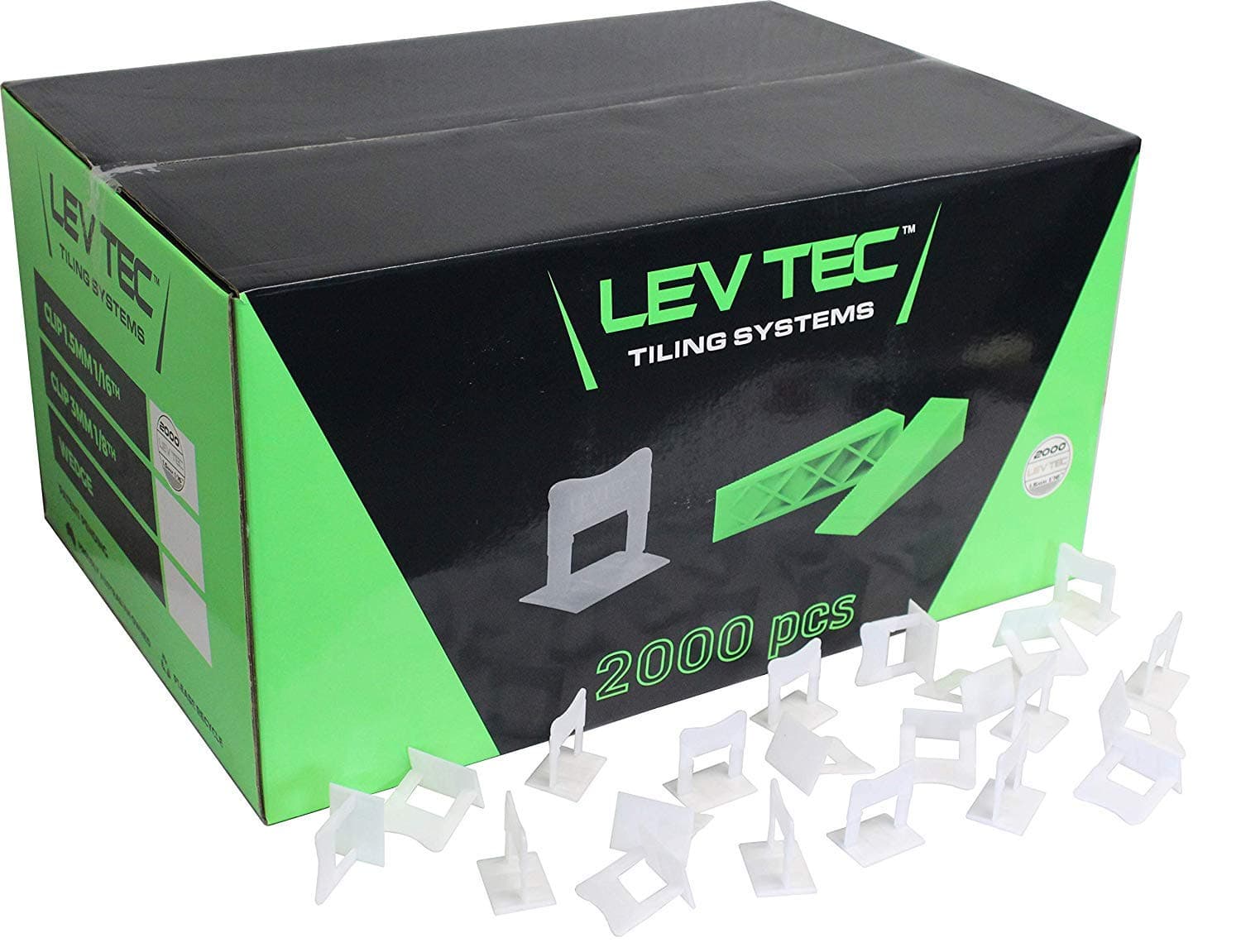 RTC Products LevTec 1/16 Inch Bathroom/Kitchen Tile & Flooring Plastic Leveling Gapping Clips for use with LevTec Wedges, 2000 Count