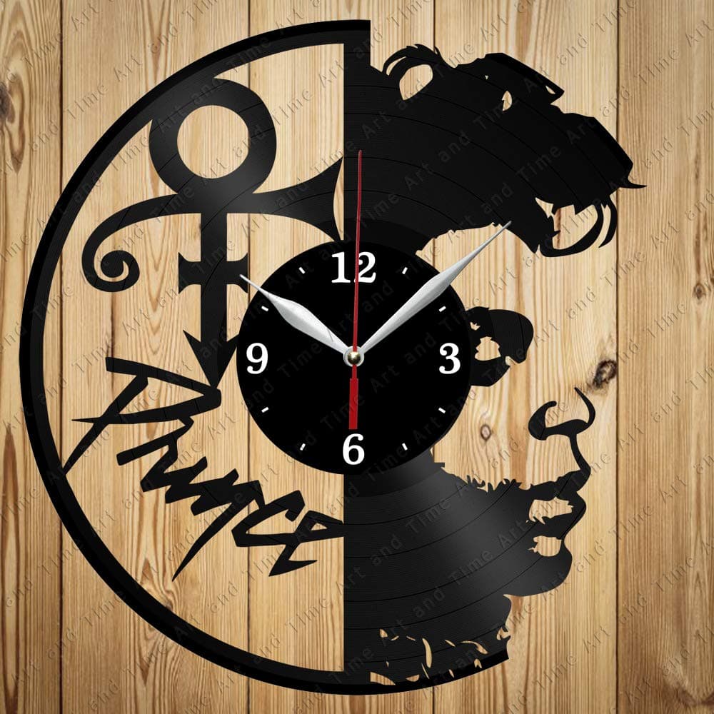 Vinyl Clock Prince Handmade Exclusive Clock Art Decor Home Wall Clock Black Original Gift Unique Design