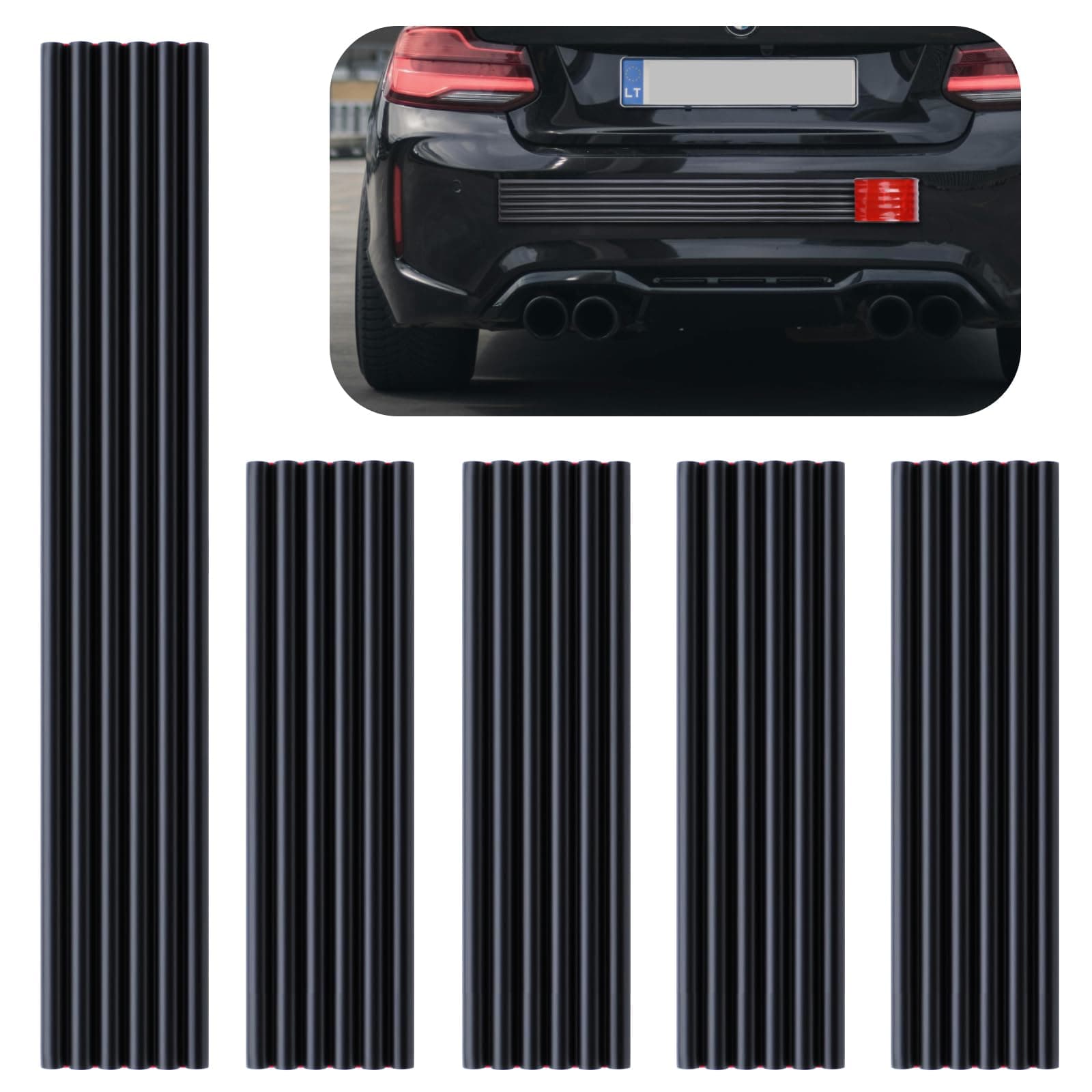 VEXPLO DIY Car Bumper Protector Guard, Strong Self Adhesive Rubber Rear Front Bumper Guard for SUV Cars Trucks, No Residue Anti Scratch & Anti-Colision Car Bumper Guard Accessories- 5 Pack Black