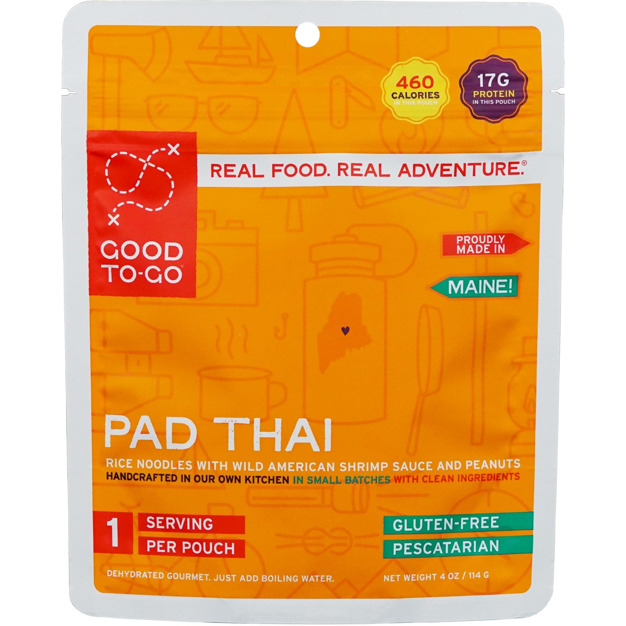 Pad Thai (Single Serving) | Camping & Backpacking Food | Just Add Water Backpacking Meals | Good To-Go Dehydrated Meals Taste Better Than Freeze Dried Food