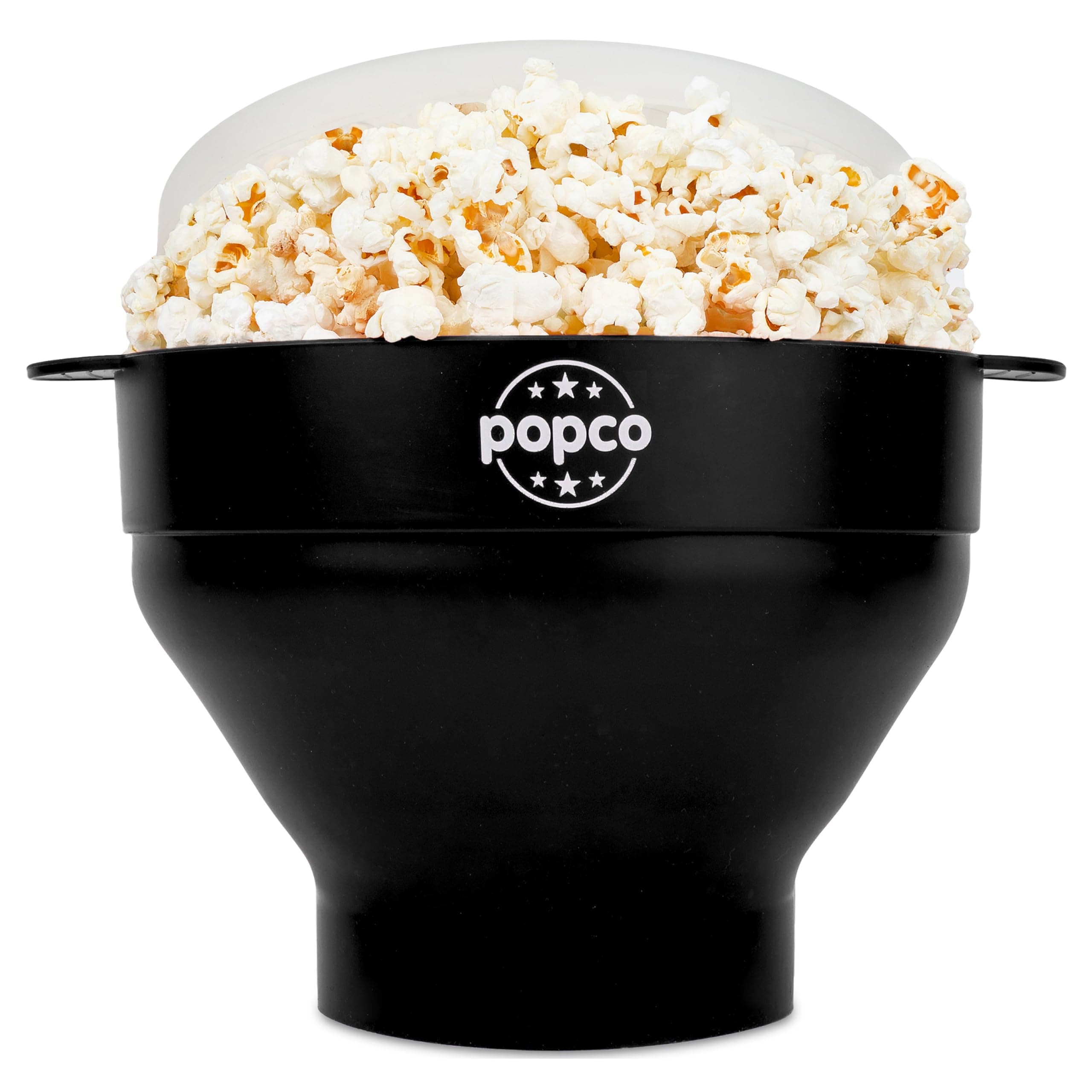 Popco Silicone Popcorn Maker - Microwave Popcorn Popper with Handles - Collapsible Bowl, Heat-Resistant, Easy to Clean, Ideal for Family Movie Nights, 15-Cup Capacity - Black