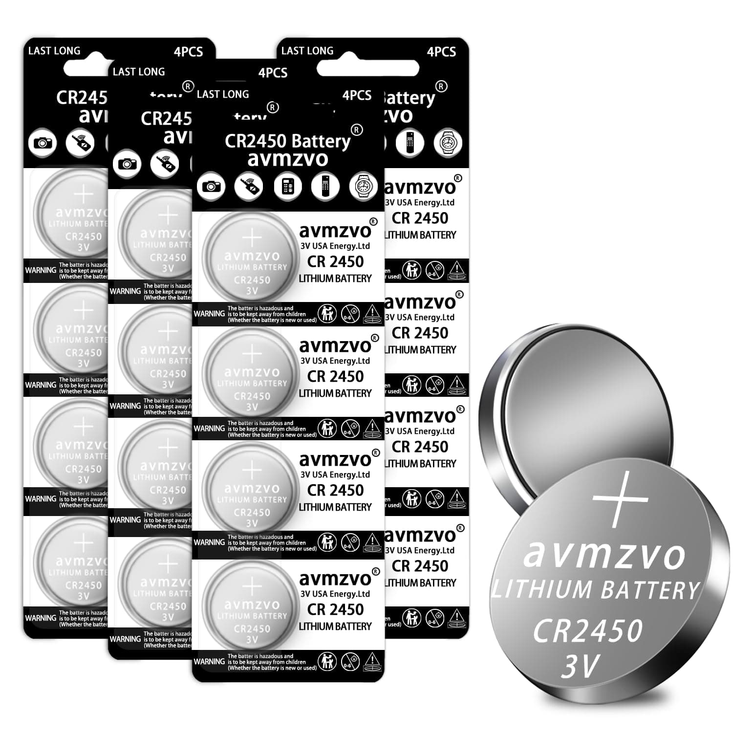 CR2450 button cell 3V lithium button cell batteries CR 2450 batteries pack of 16