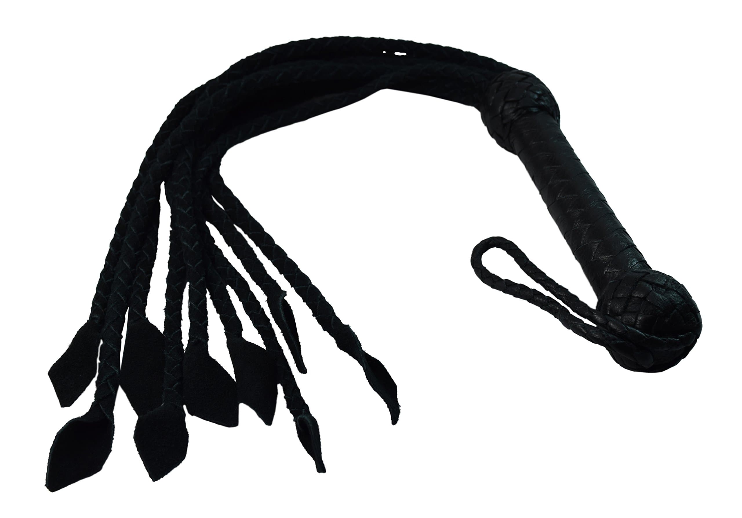 Black Braided Leather Horse Whip