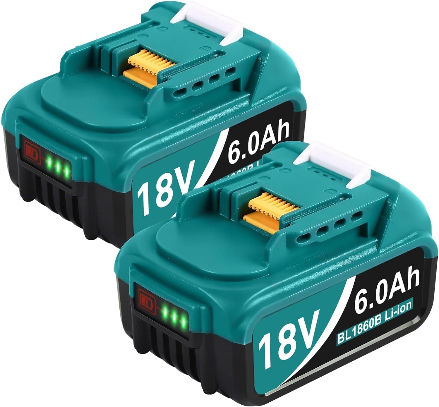 Twupixy 2Pack 18-Volt Replace for Makita 18V Battery BL1860B, Replacement Batteries Compatible with Makita BL1860 BL1820 1830B 1840B 1850B, Fit with Original makita 18V Battery Chargers