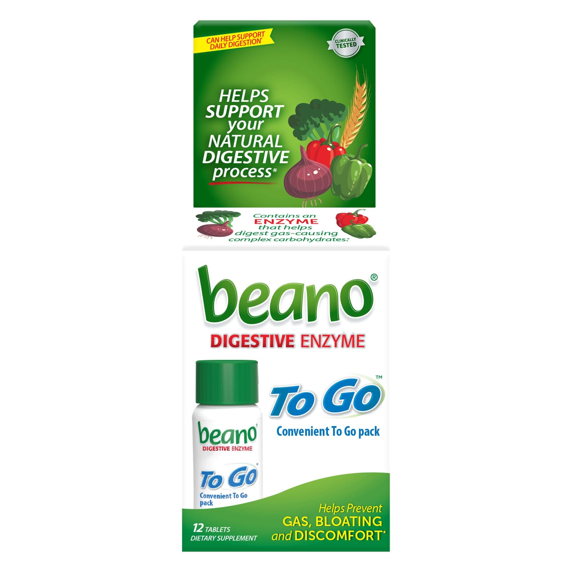 Beano To Go Gas Prevention Bloating Relief Tablets 12 Count (Pack of 1) Multi